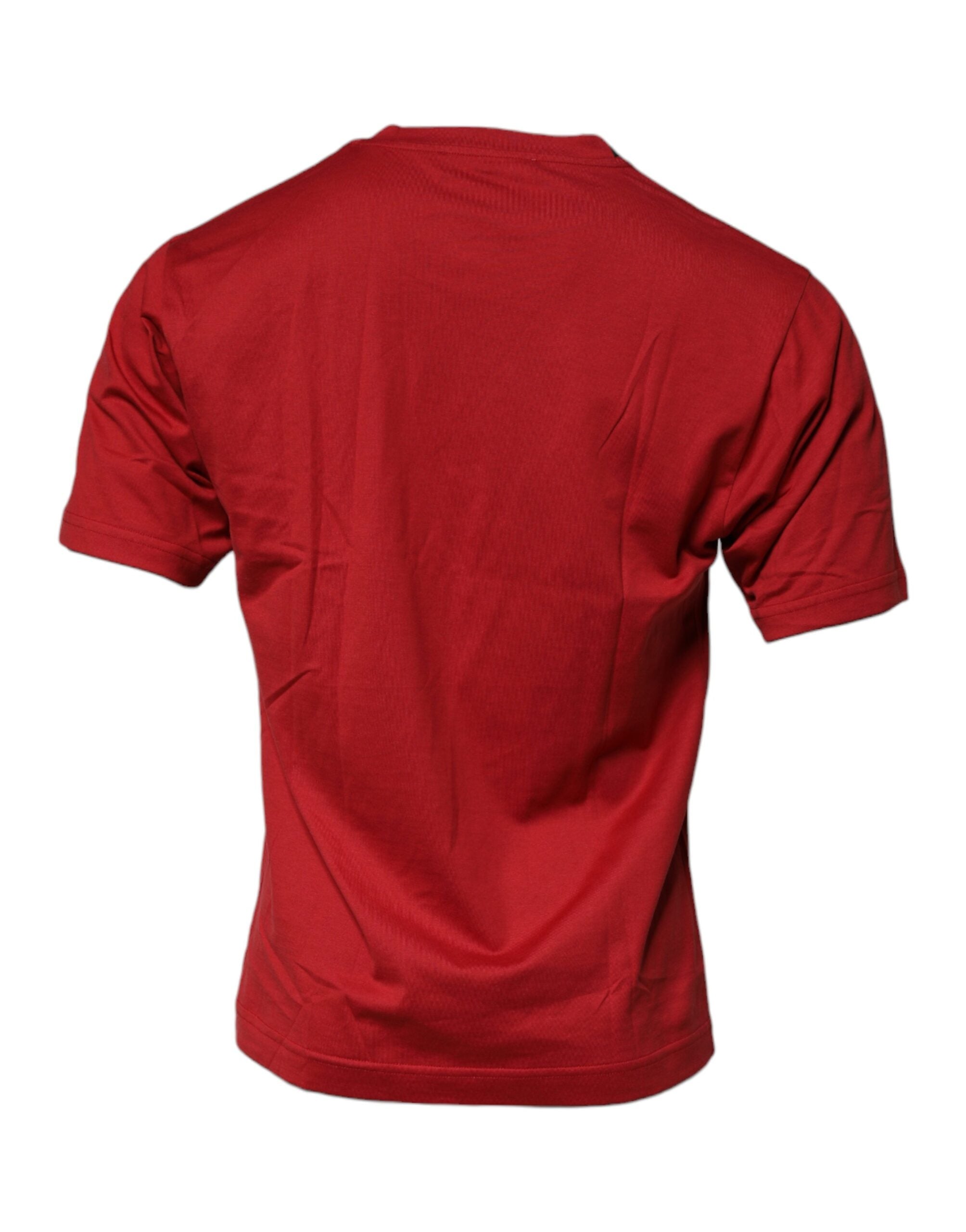Dolce & Gabbana Red DG Logo Cotton T-Shirt with Round Neck-4