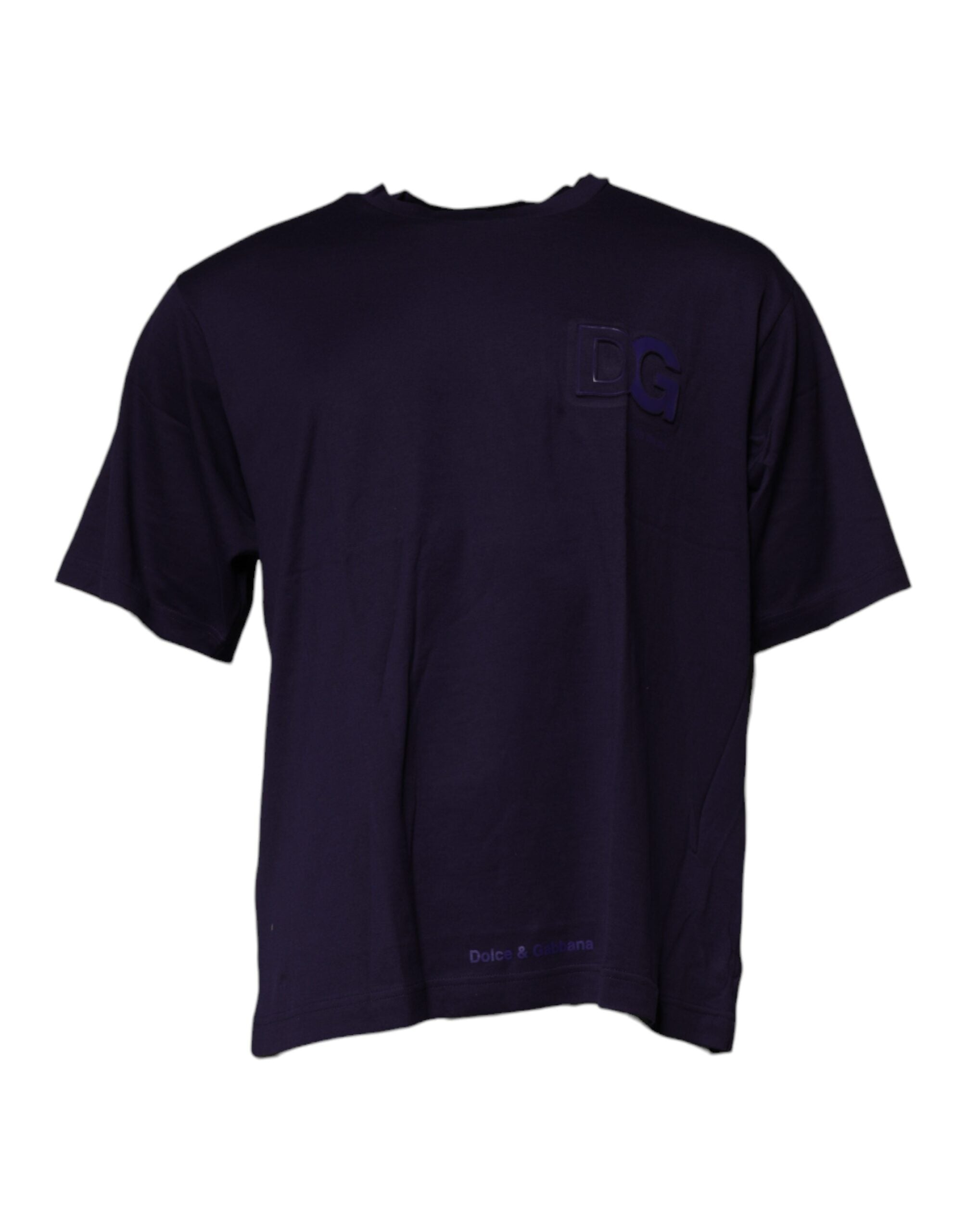 Dolce & Gabbana Navy Blue DG Logo Cotton T-Shirt with Round Neck-2