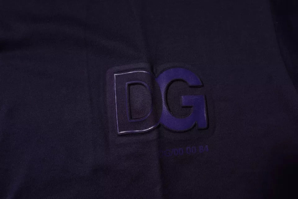 Dolce & Gabbana Navy Blue DG Logo Cotton T-Shirt with Round Neck-5