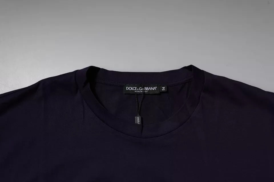 Dolce & Gabbana Navy Blue DG Logo Cotton T-Shirt with Round Neck-6