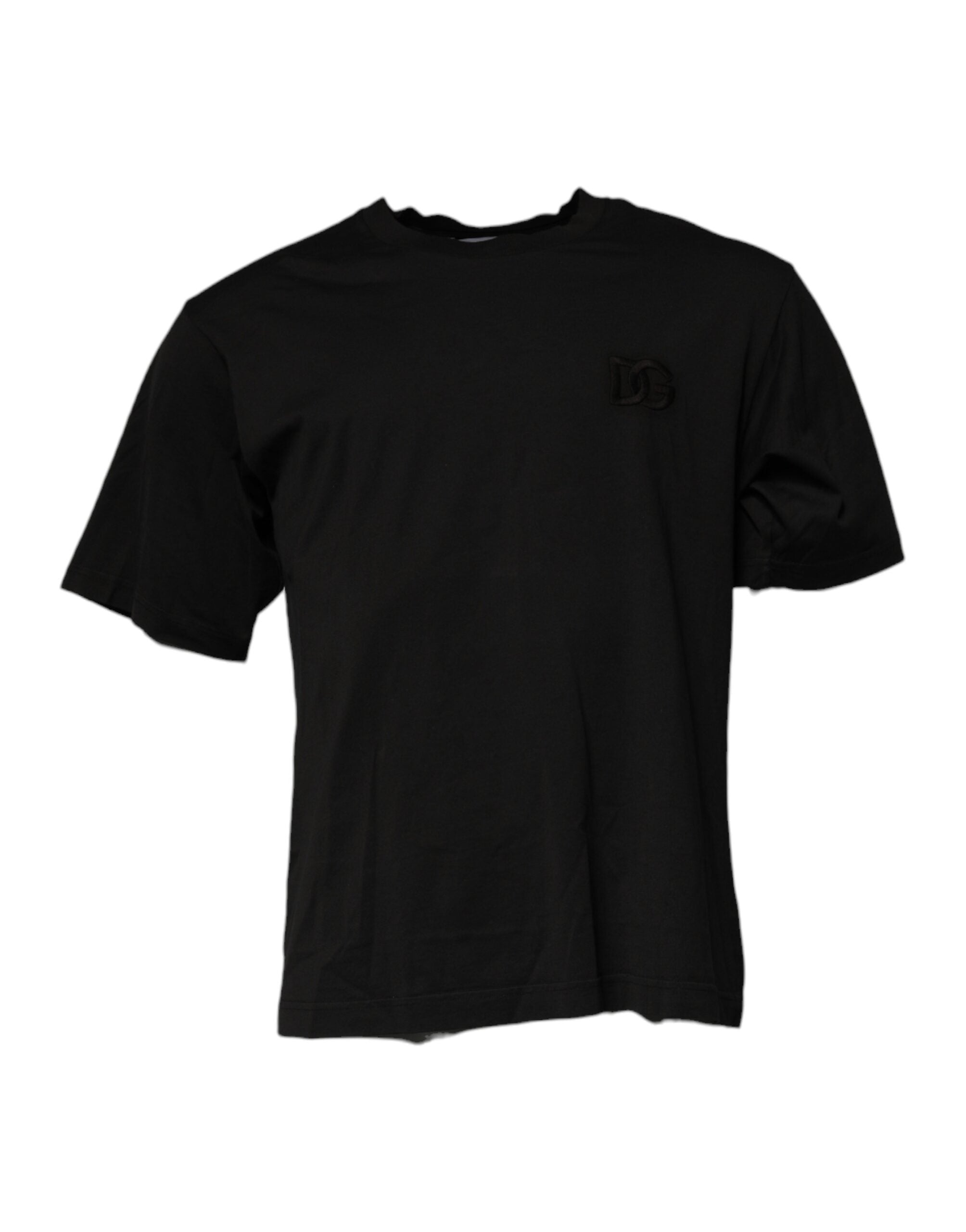 Dolce & Gabbana Black DG Logo Cotton T-Shirt with Crew Neck-1