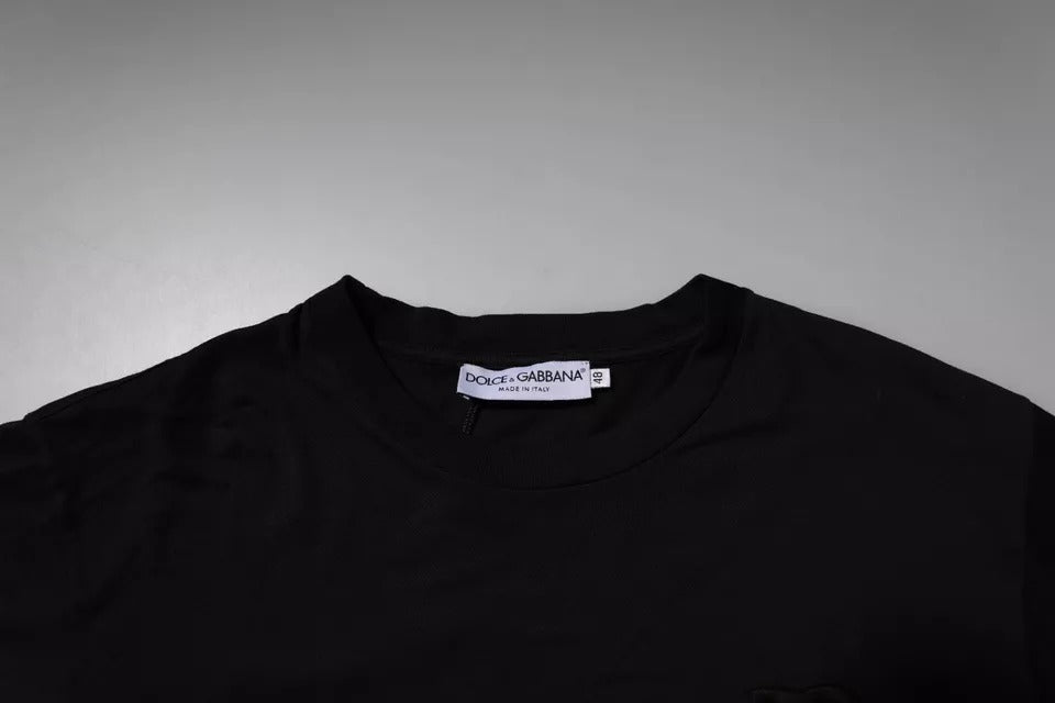 Dolce & Gabbana Black DG Logo Cotton T-Shirt with Crew Neck-3