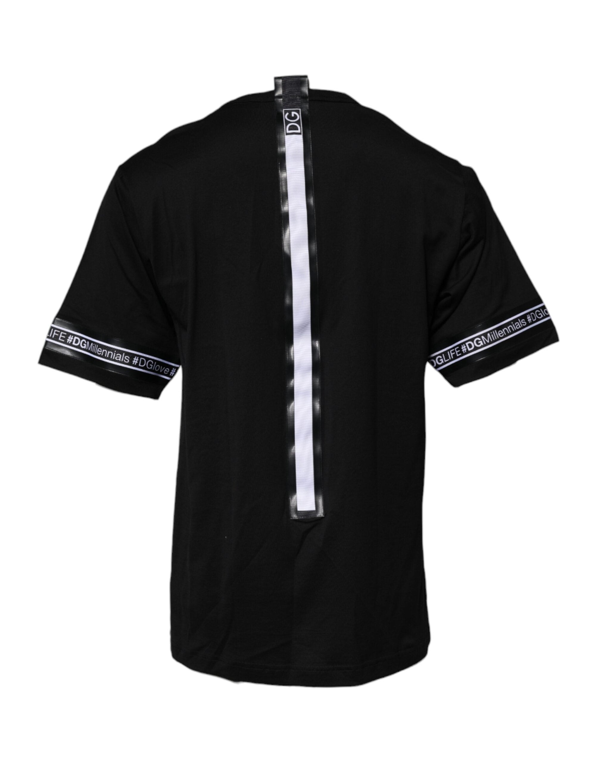 Dolce & Gabbana Black #DGMILLENNIALS Cotton T-Shirt with Round Neck-4