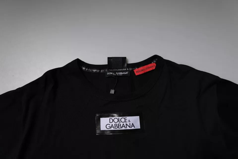 Dolce & Gabbana Black #DGMILLENNIALS Cotton T-Shirt with Round Neck-5