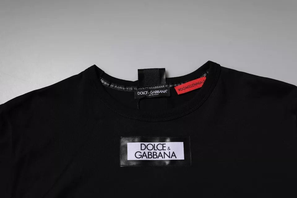 Dolce & Gabbana Black #DGMILLENNIALS Cotton T-Shirt with Round Neck-5