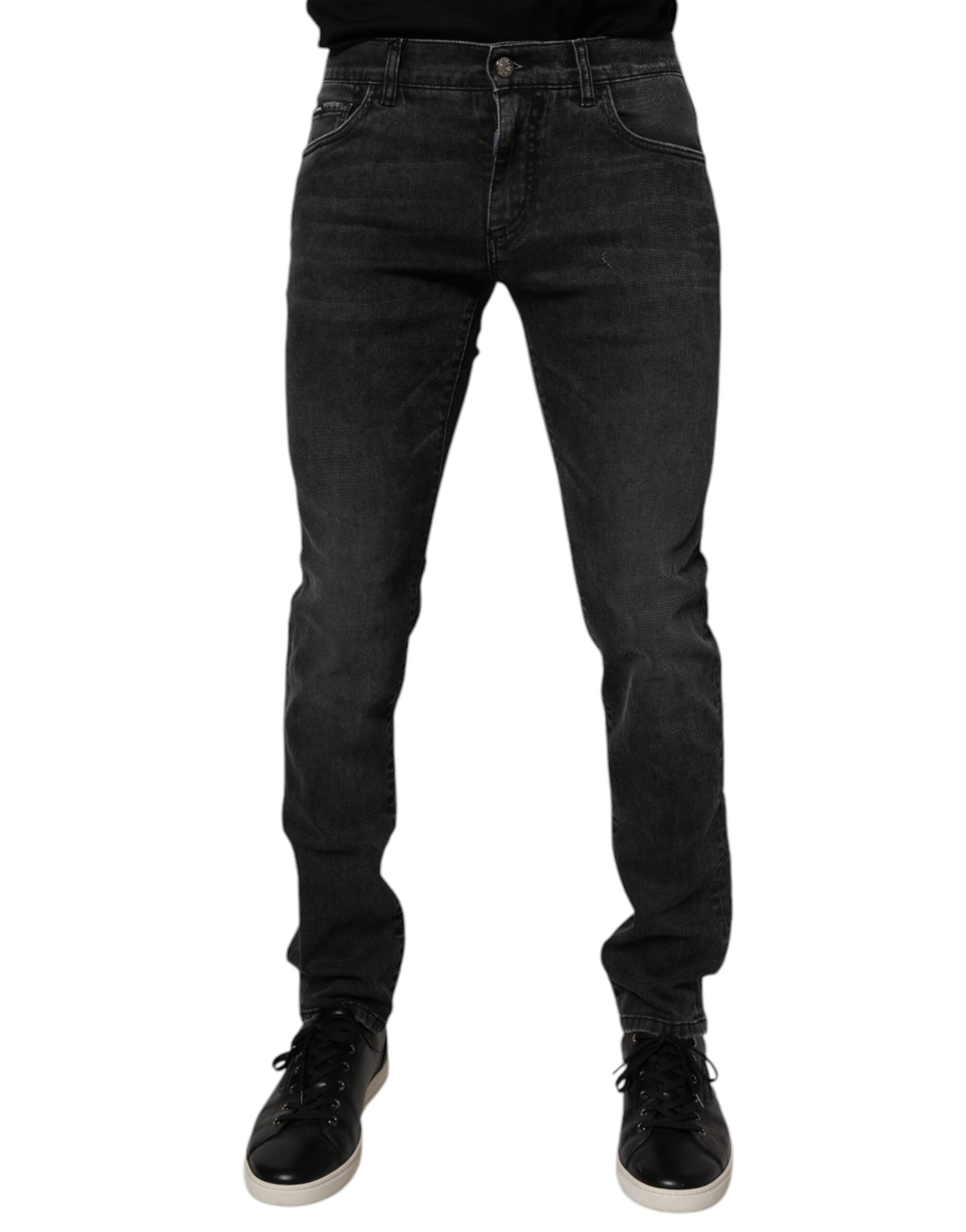 Vaqueros ajustados de algodón elástico negro Dolce & Gabbana para hombre-2