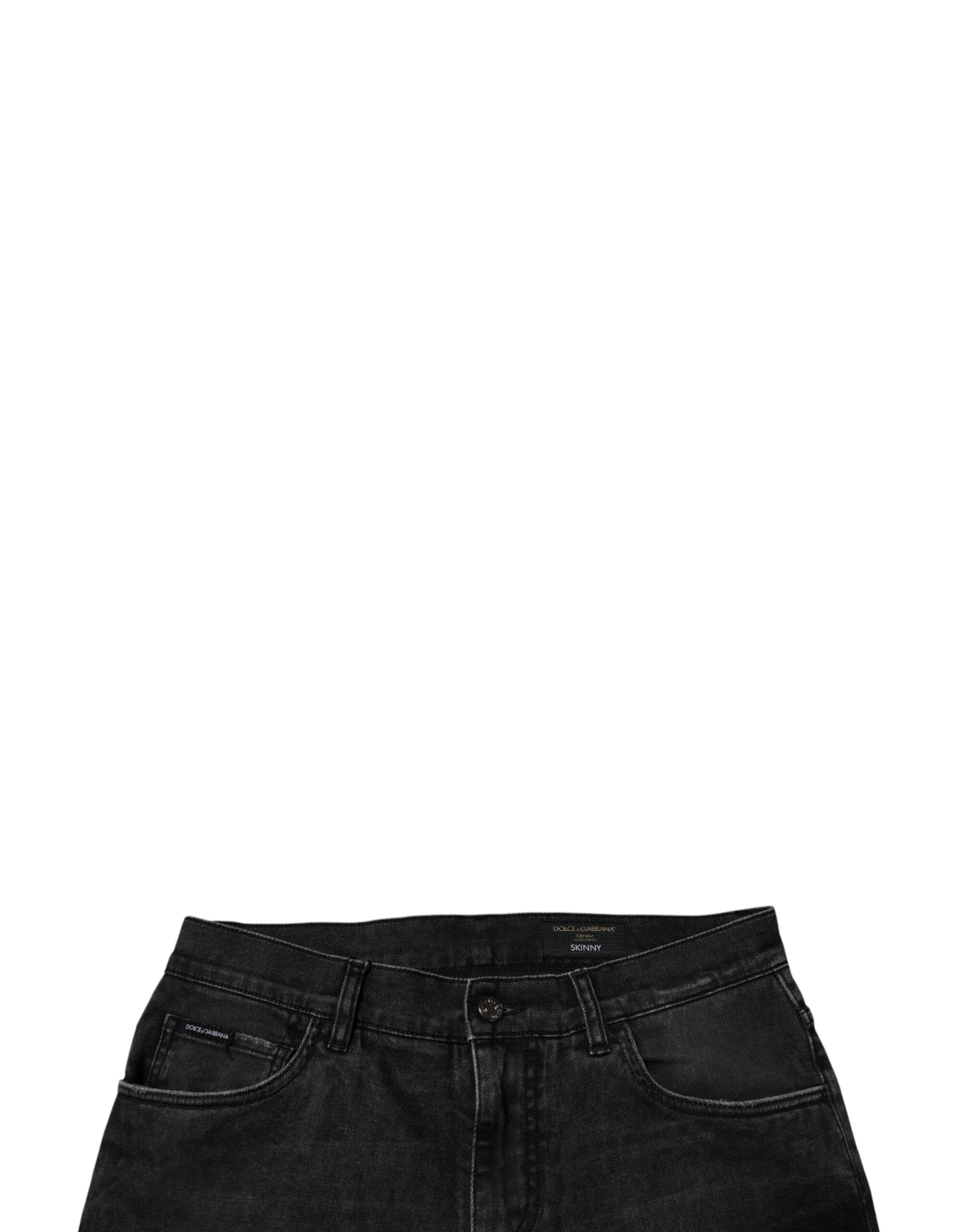 Vaqueros ajustados de algodón elástico negro Dolce & Gabbana para hombre-5
