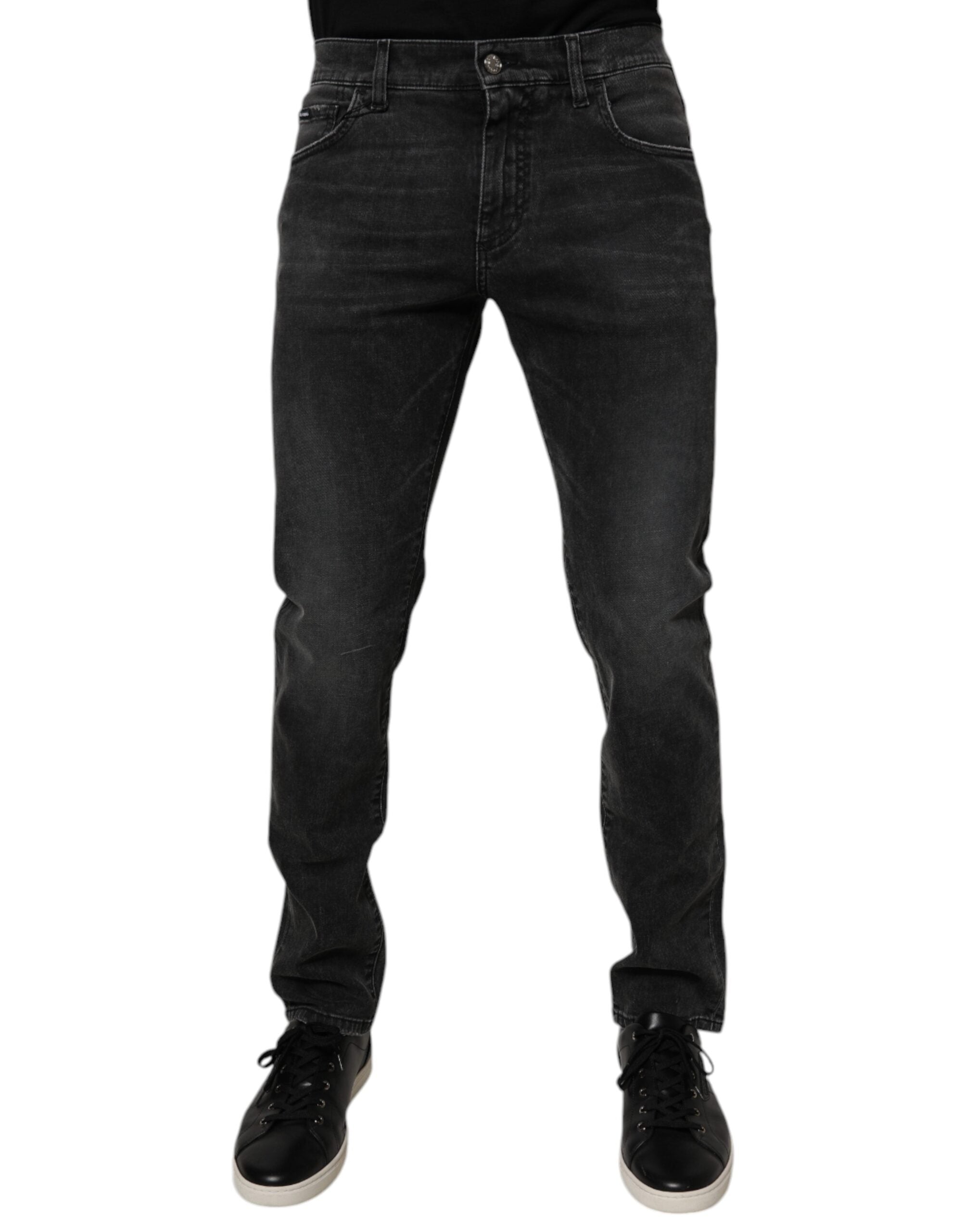 Vaqueros ajustados de algodón elástico negro Dolce & Gabbana para hombre-1