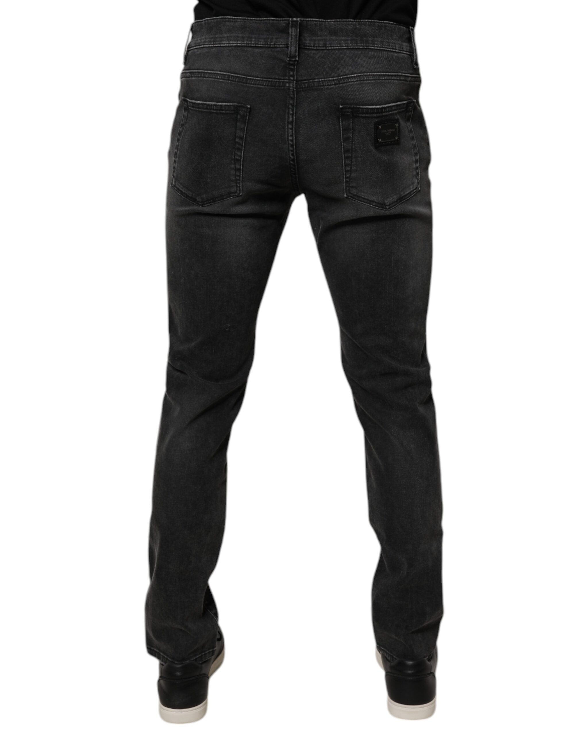 Vaqueros ajustados de algodón elástico negro Dolce & Gabbana para hombre-4