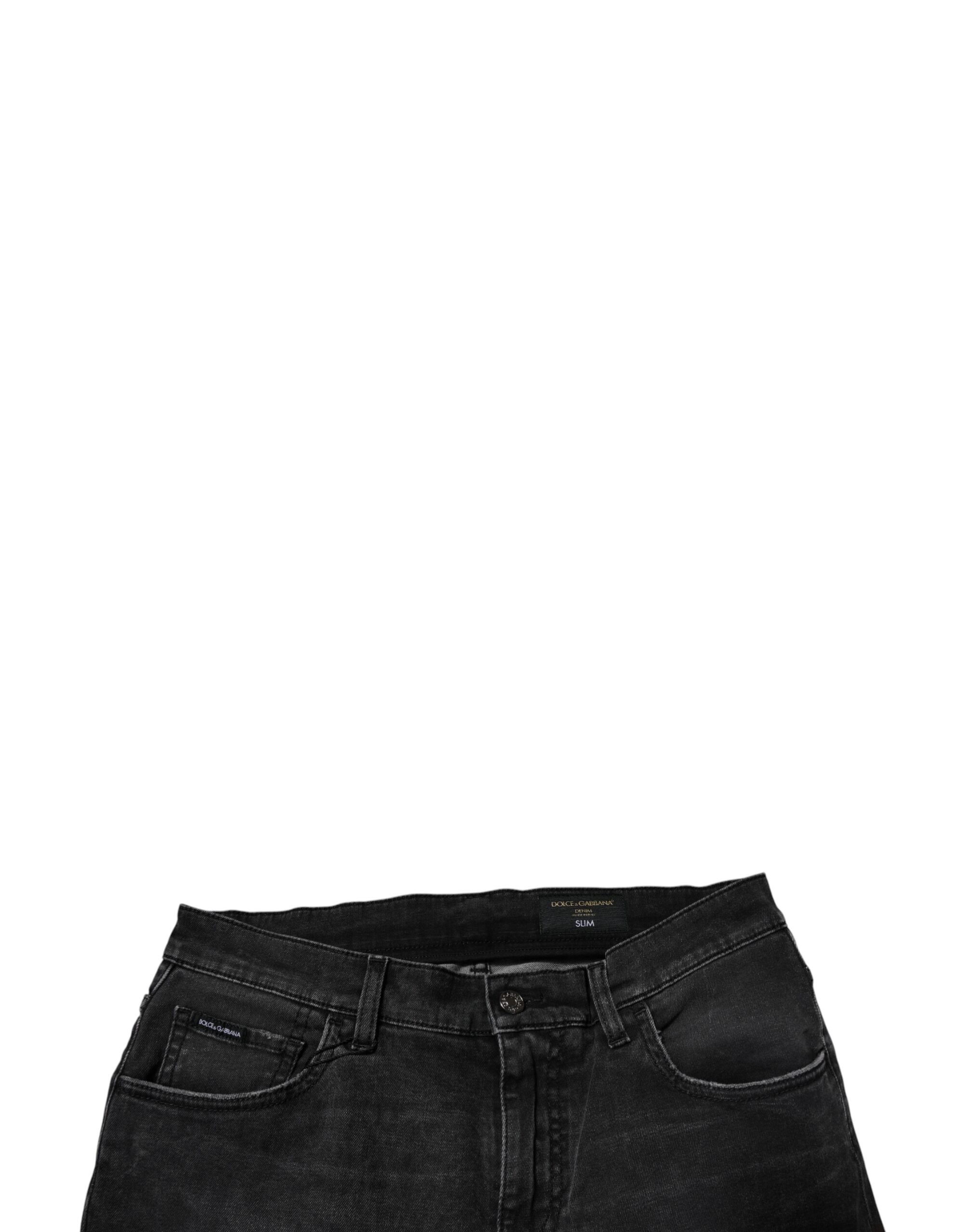 Vaqueros ajustados de algodón elástico negro Dolce & Gabbana para hombre-5