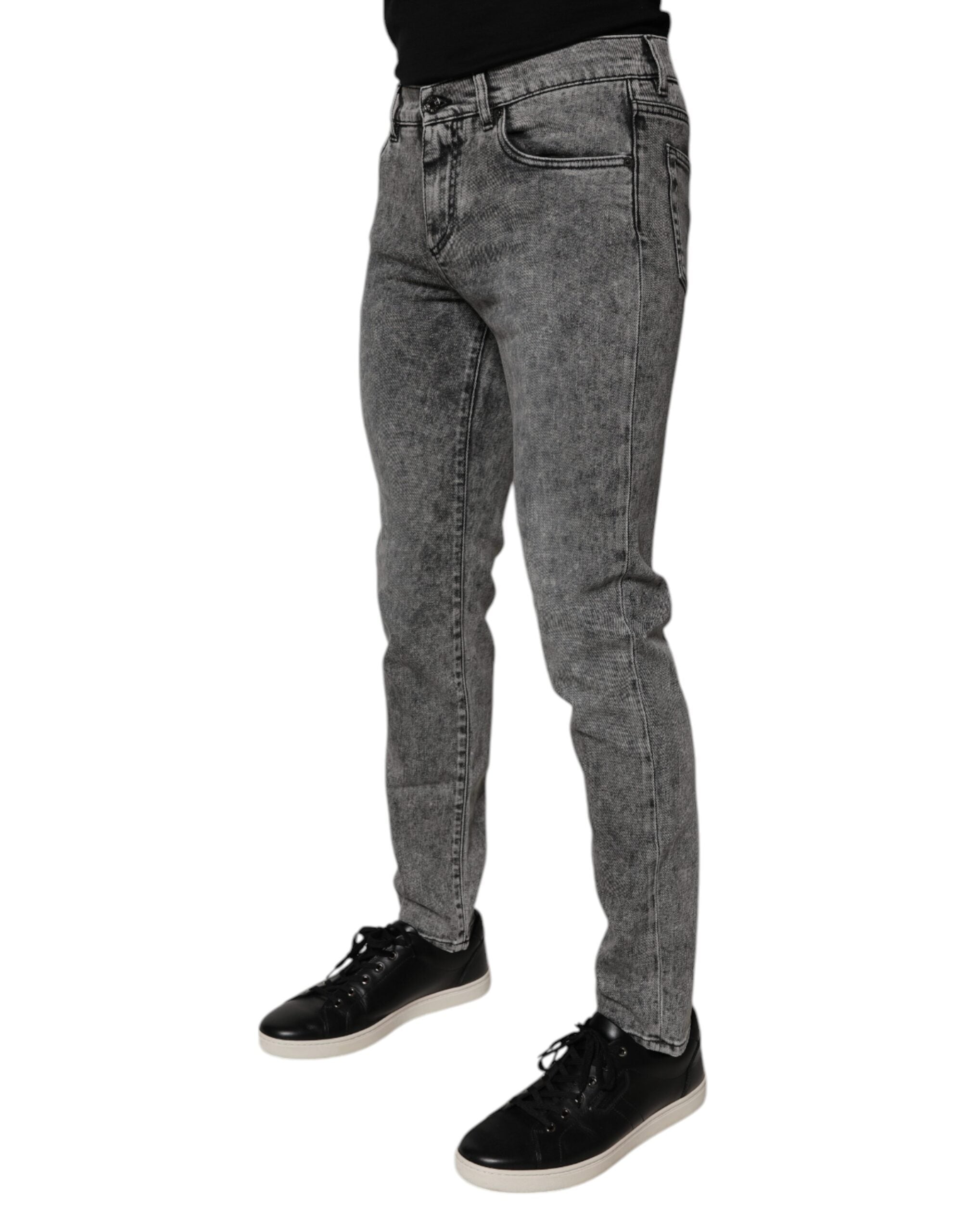 Vaqueros ajustados de color gris oscuro de Dolce & Gabbana confeccionados en algodón lavado.-3