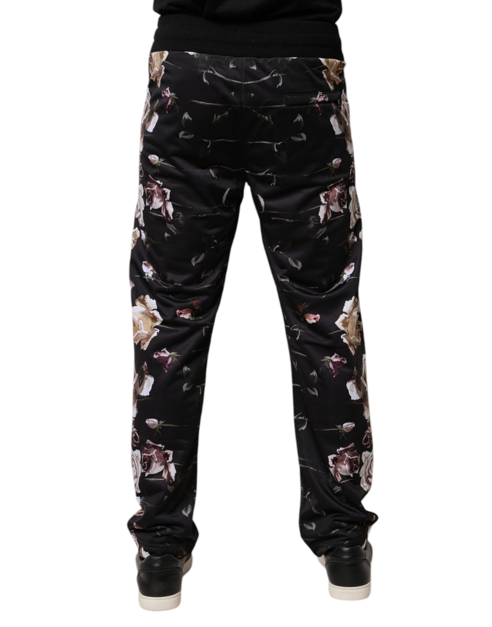 Dolce & Gabbana Schwarze geblümte Polyester-Jogger-Hose-4