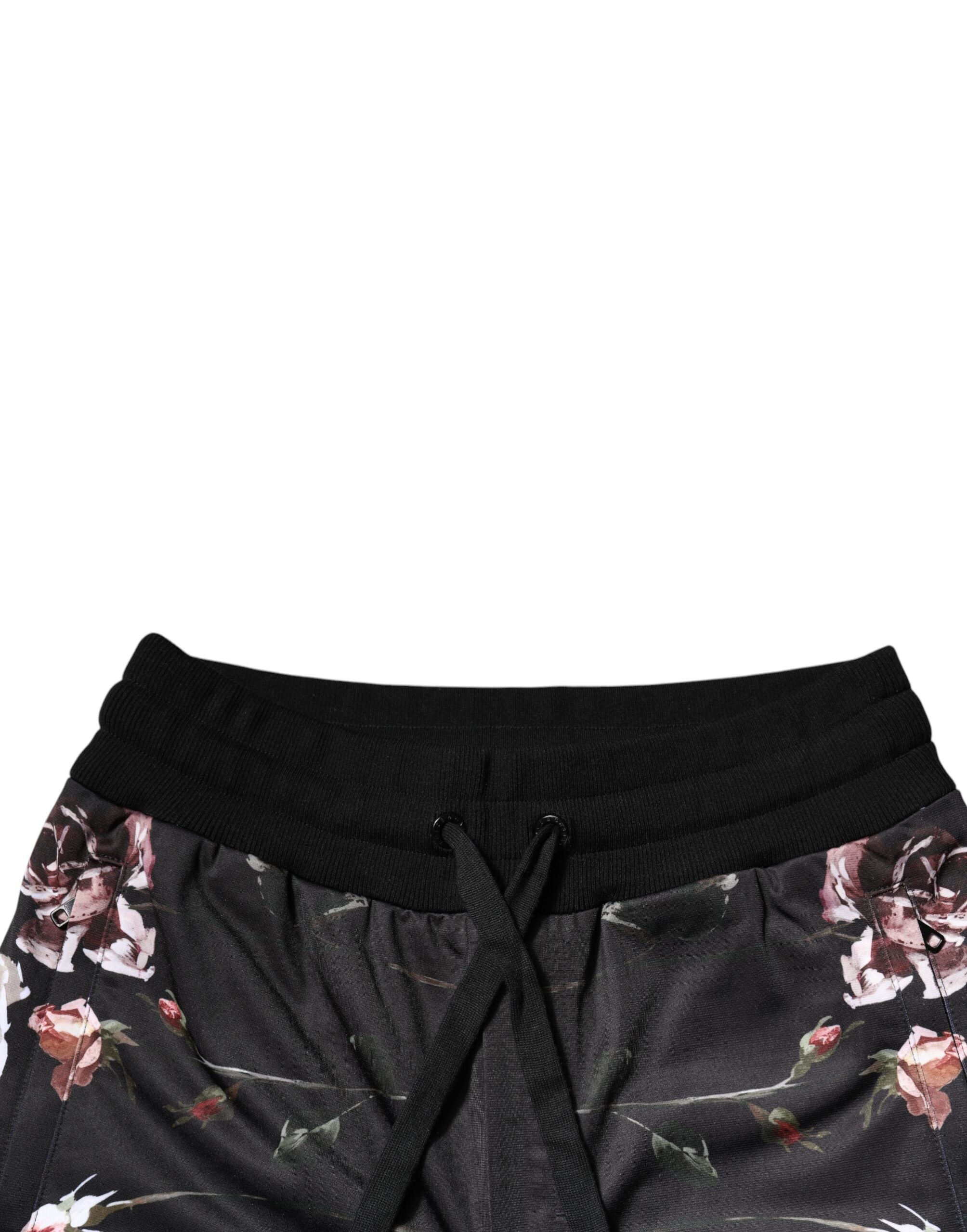 Dolce & Gabbana Schwarze geblümte Polyester-Jogger-Hose-5