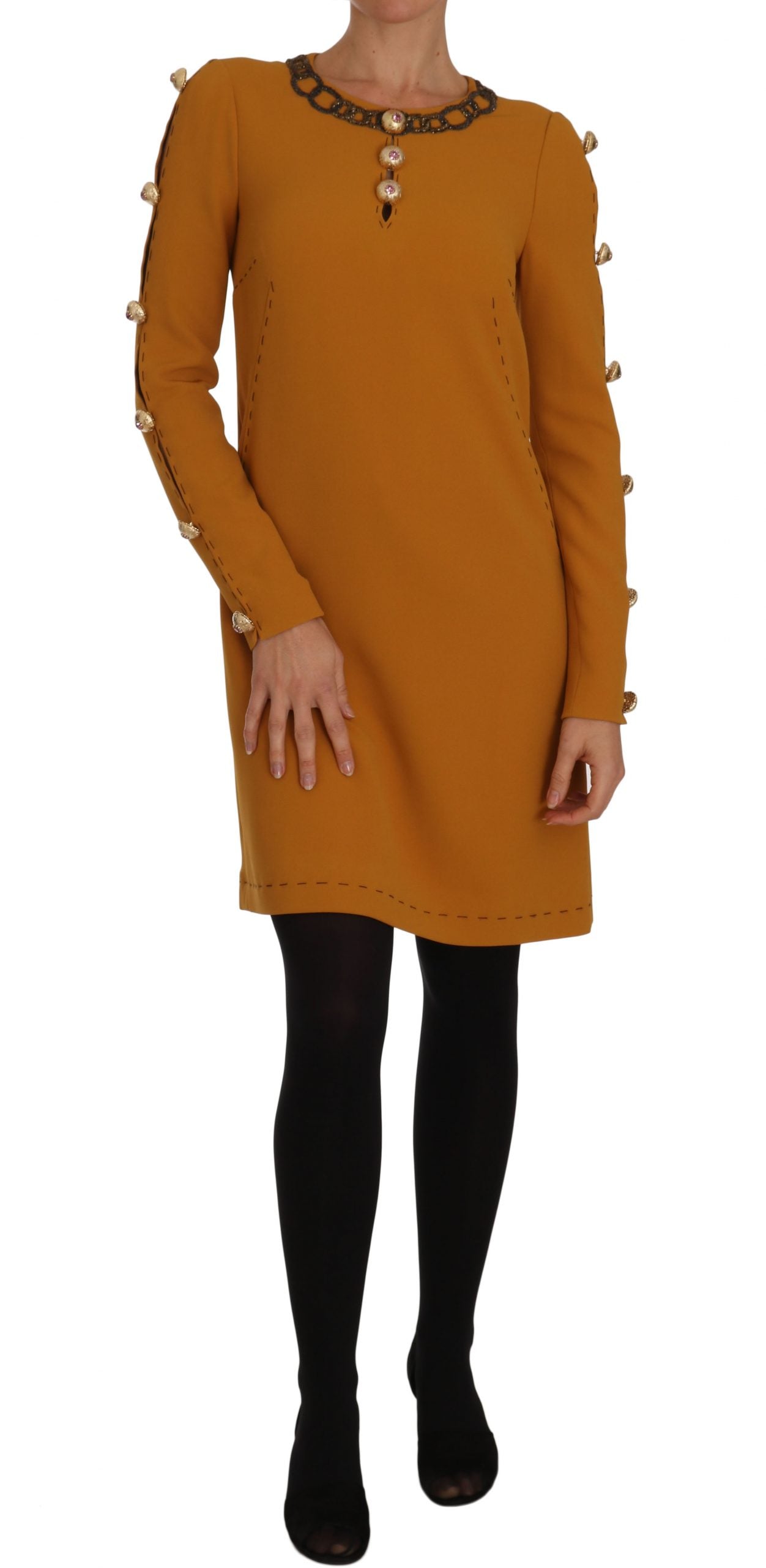 Dolce & Gabbana Braunes Mini-Kleid mit Kristallverzierung-1