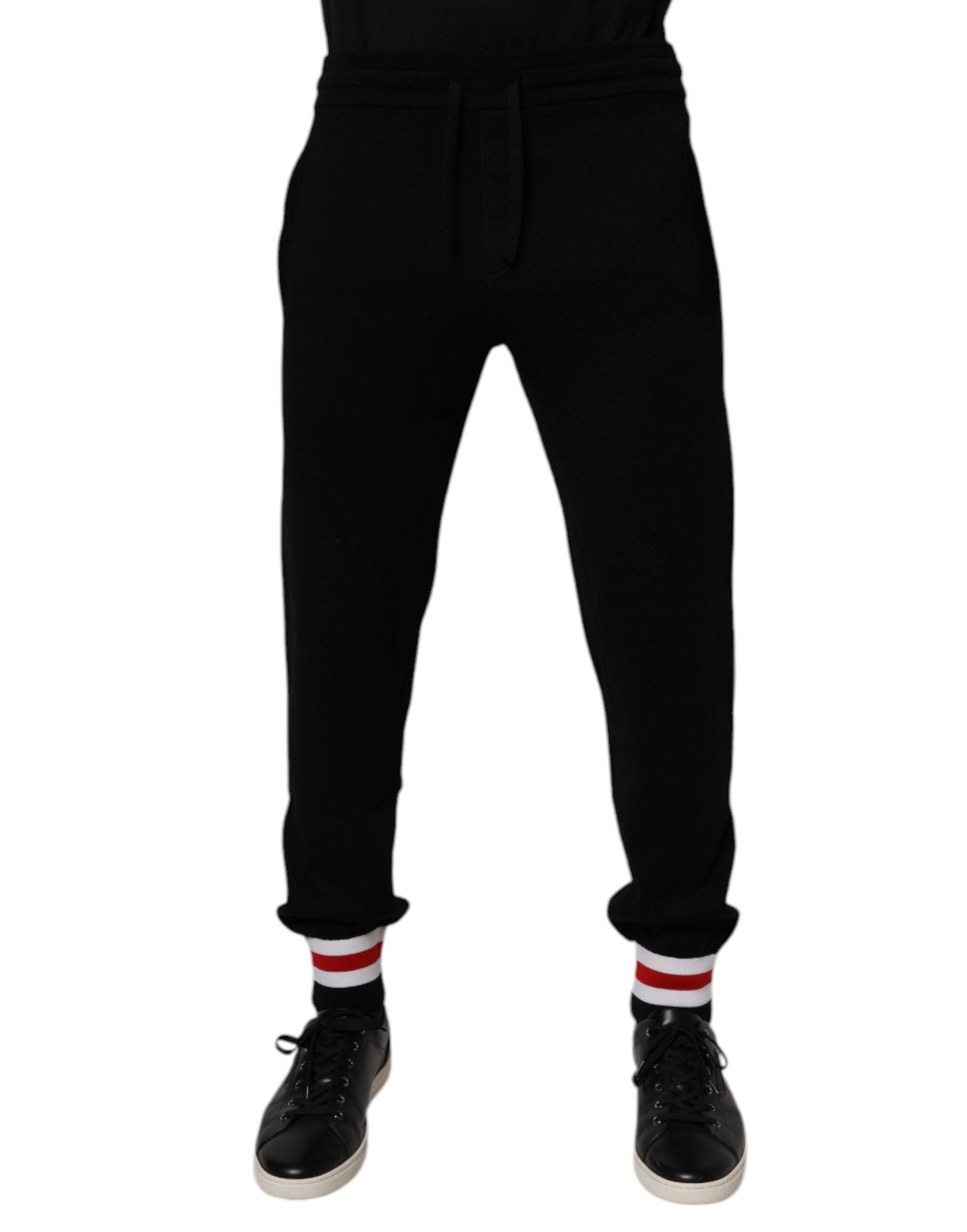 Pantalones deportivos de lana negros de Dolce & Gabbana con cintura media-2