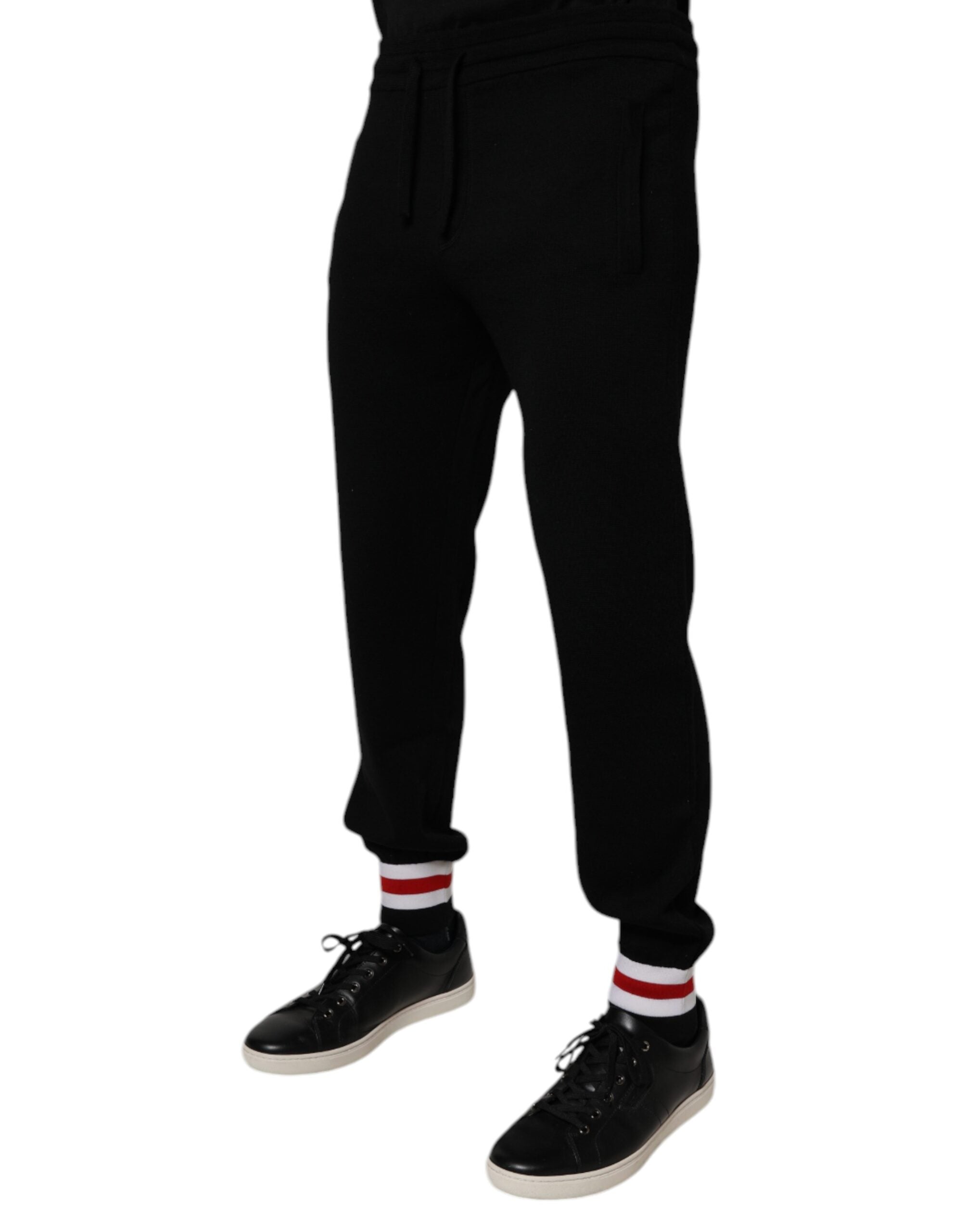 Pantalones deportivos de lana negros de Dolce & Gabbana con cintura media-3
