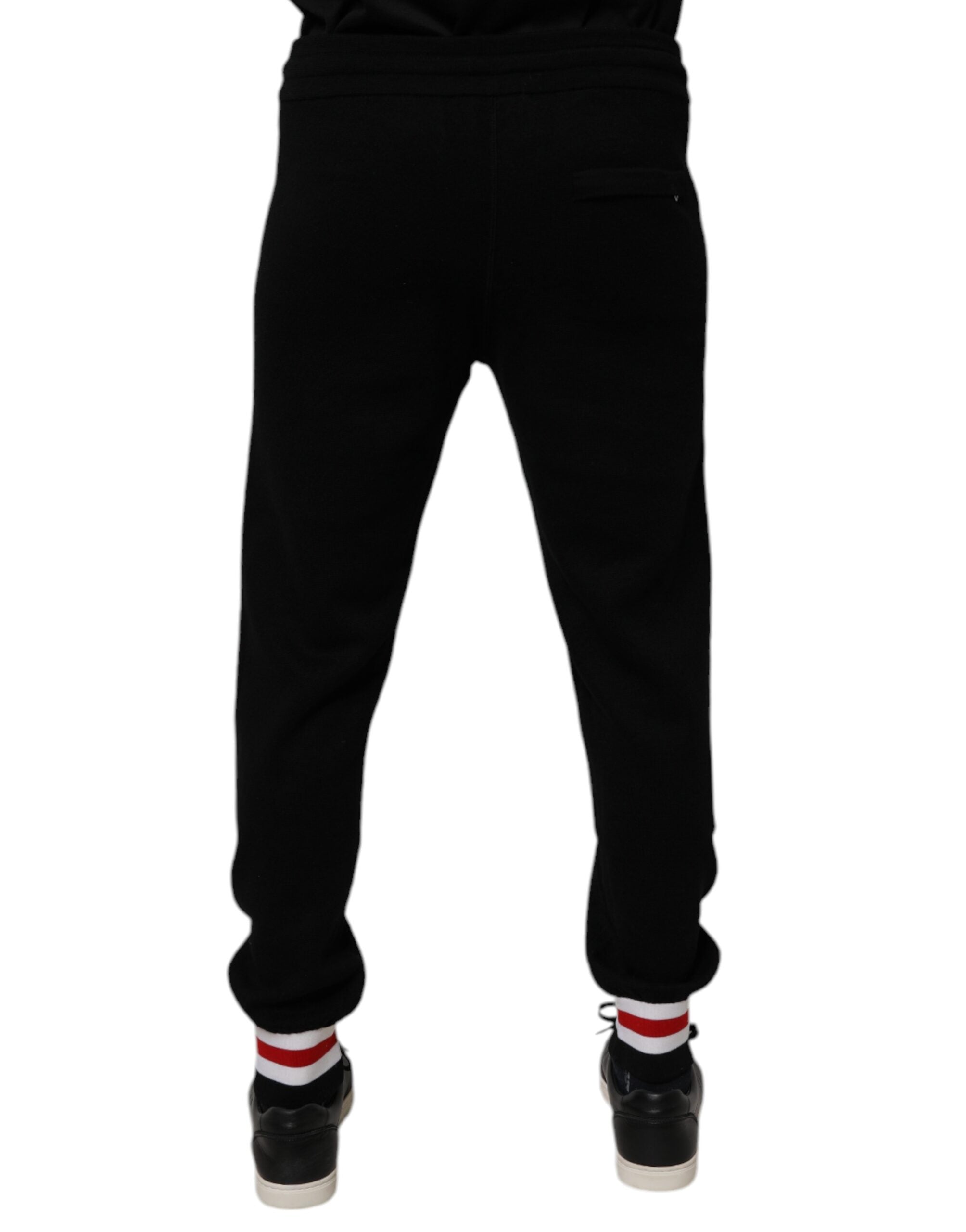 Pantalones deportivos de lana negros de Dolce & Gabbana con cintura media-4