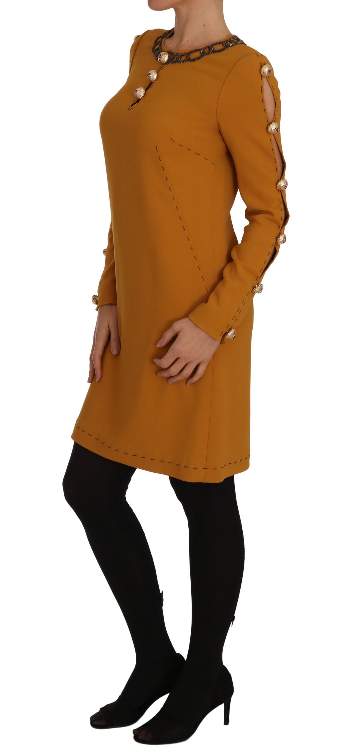 Dolce & Gabbana Braunes Mini-Kleid mit Kristallverzierung-4