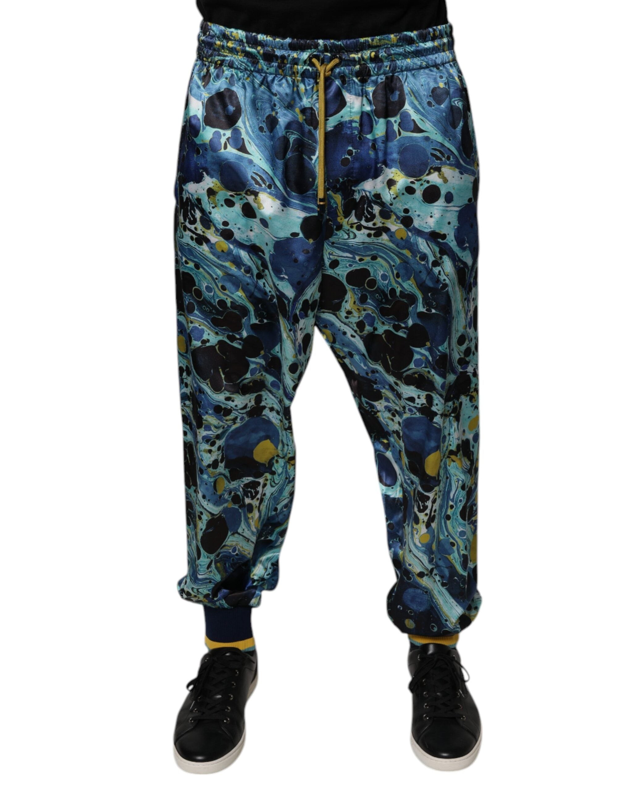 Dolce & Gabbana Multicolor Marble Print Jogger Men's Sweatpants Trousers-2
