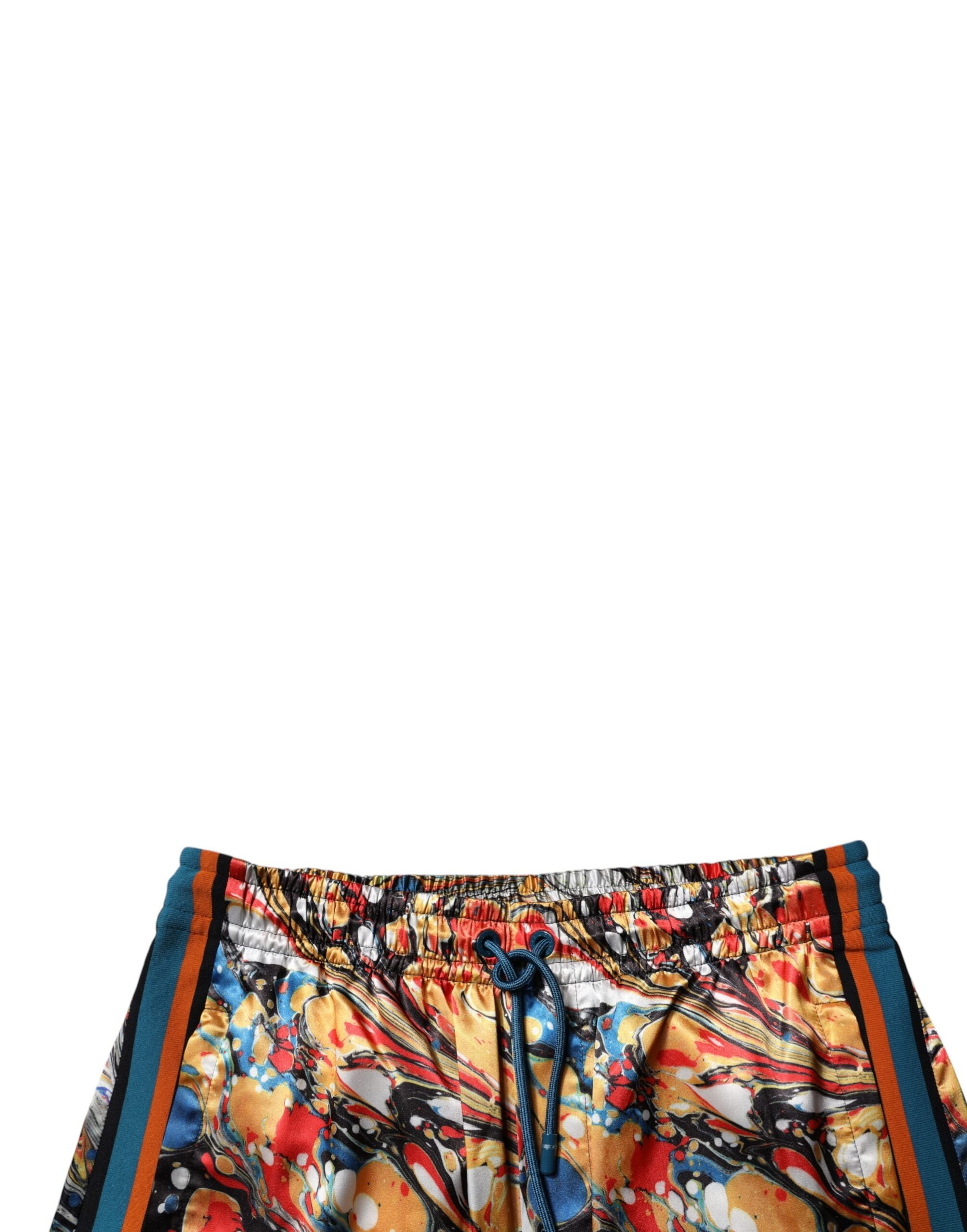 Dolce & Gabbana Multicolor Marmor Satin Herren Trainingsanzug Hose-5