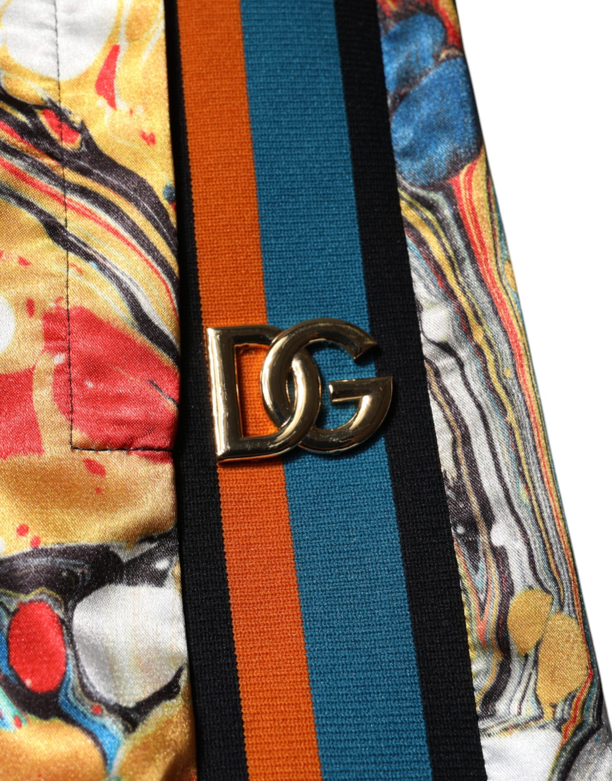 Dolce & Gabbana Multicolor Marmor Satin Herren Trainingsanzug Hose-6