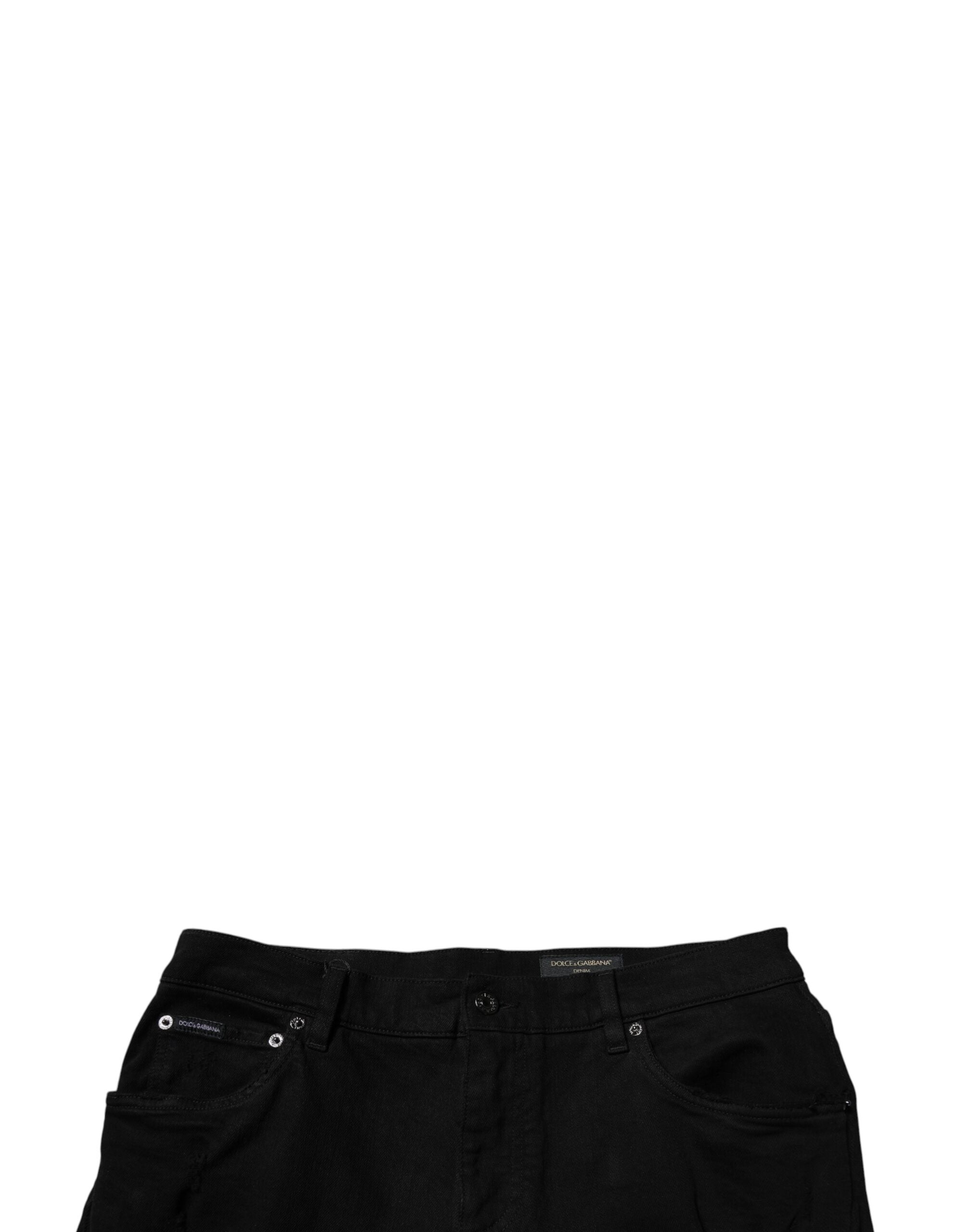 Vaqueros ajustados de algodón desgastado negro de Dolce & Gabbana para hombre-5