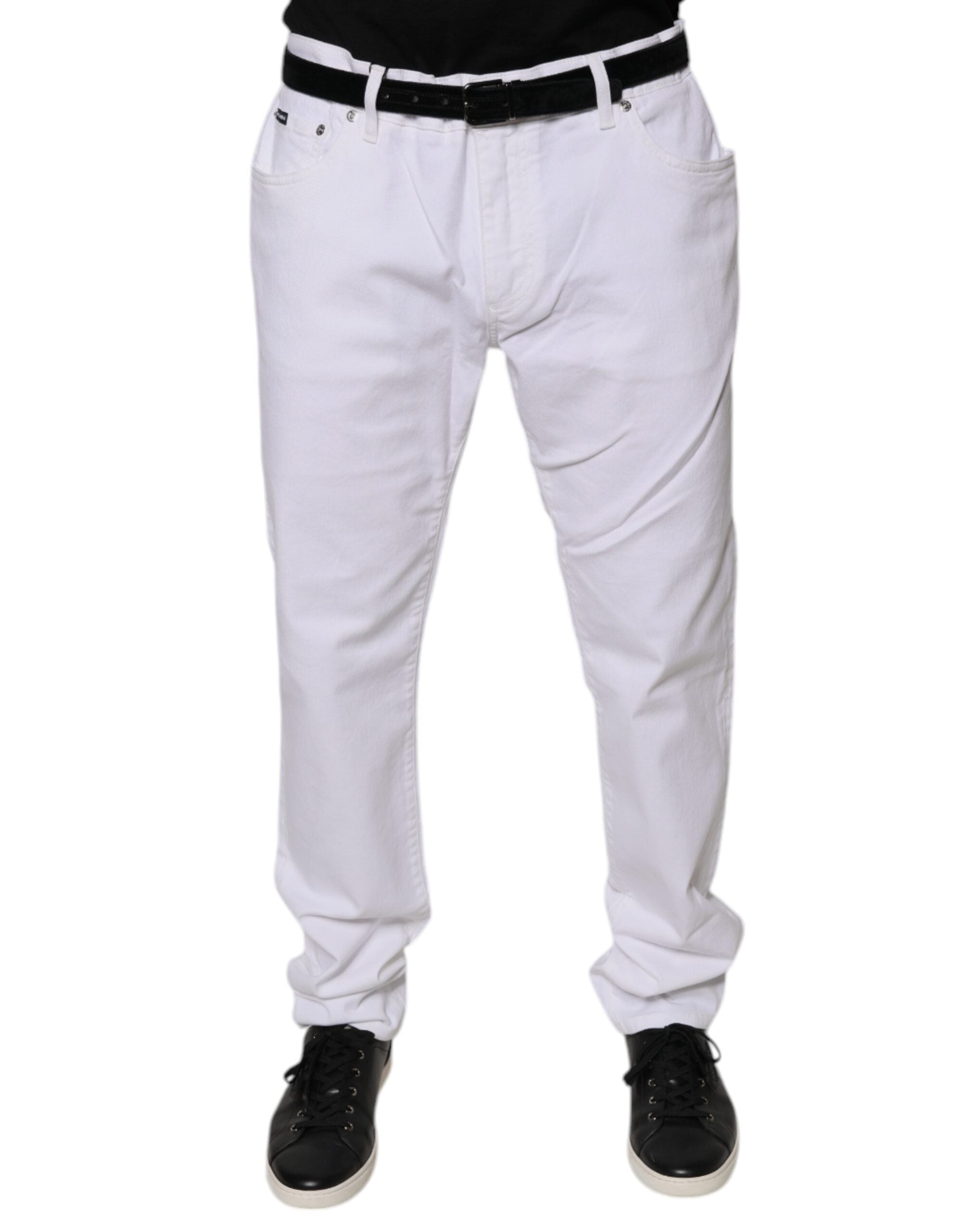 Dolce & Gabbana Weiße Baumwoll-Stretch-Skinny-Denim-Jeans für Männer-2