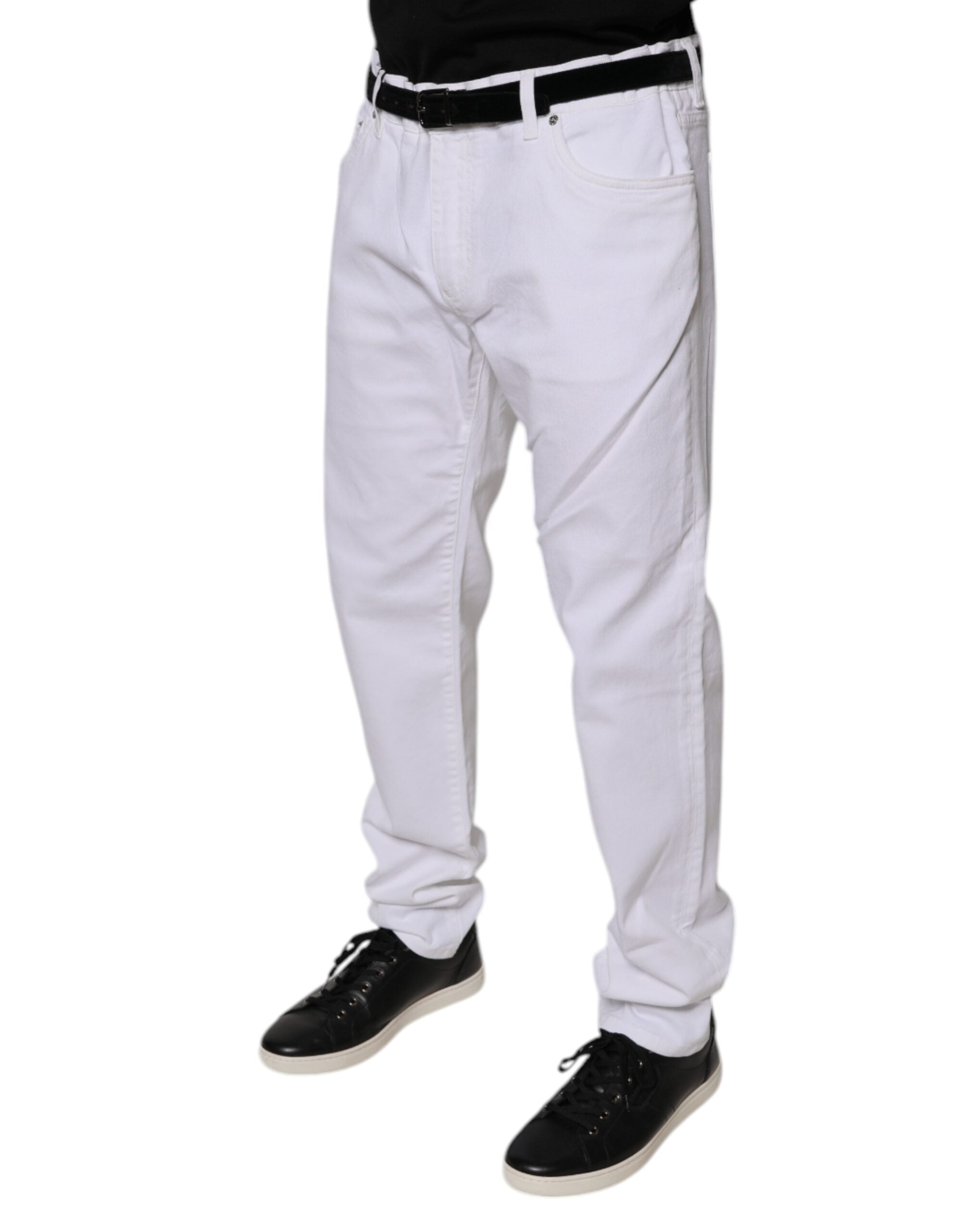 Dolce & Gabbana Weiße Baumwoll-Stretch-Skinny-Denim-Jeans für Männer-3