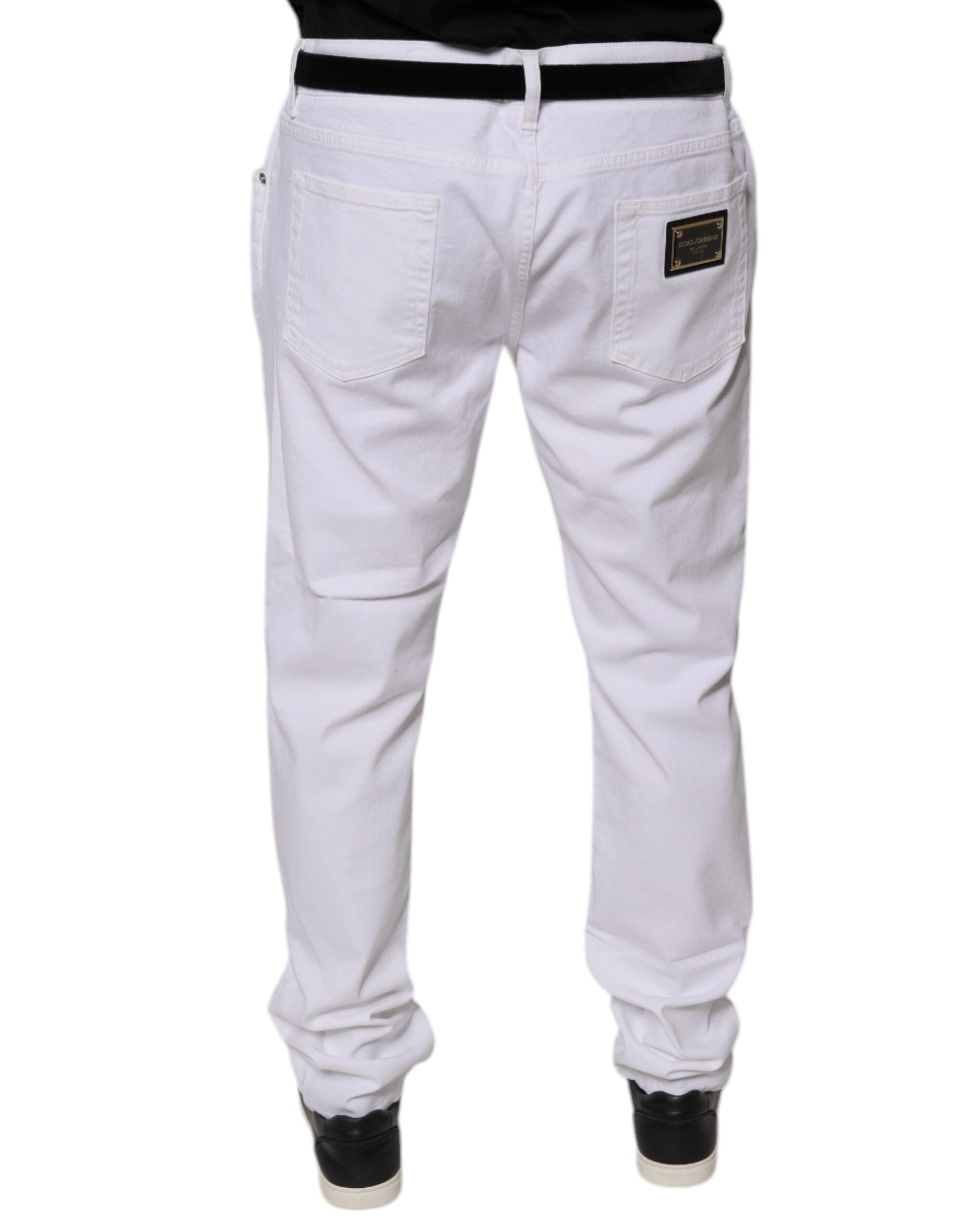 Dolce & Gabbana Weiße Baumwoll-Stretch-Skinny-Denim-Jeans für Männer-4