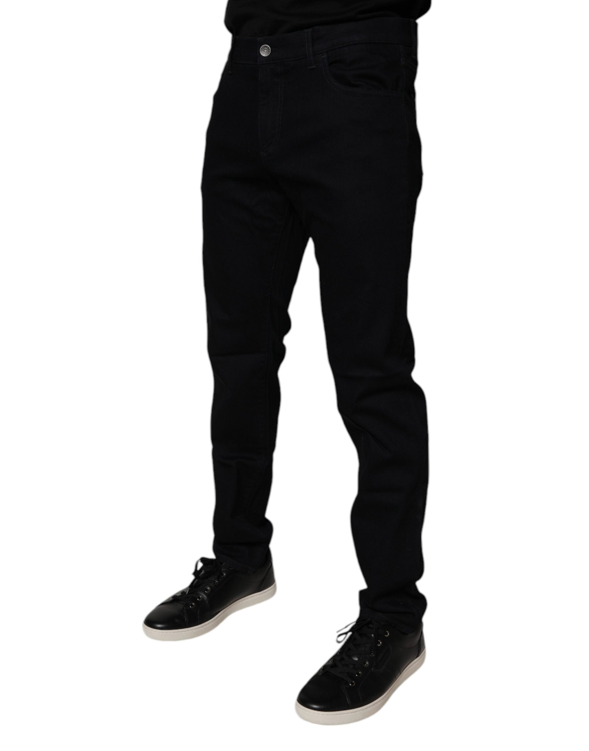 Dolce & Gabbana Black Cotton Stretch Slim Fit Men's Denim Jeans-3