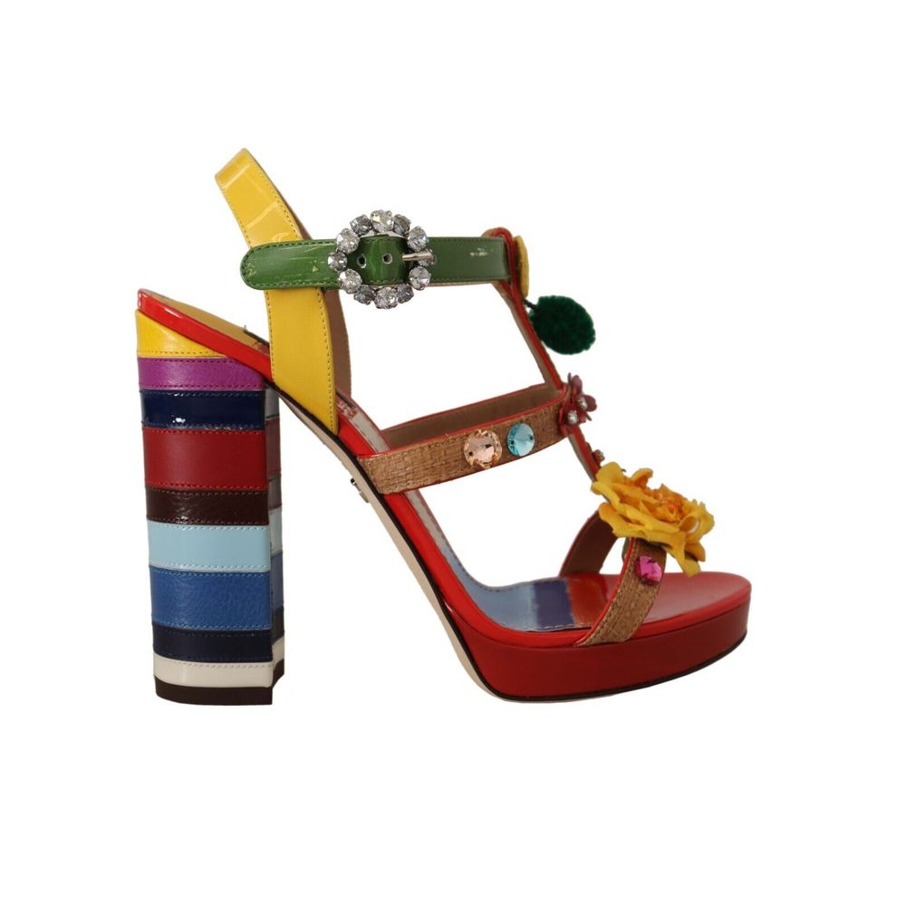 Dolce & Gabbana Bunte Baumwoll-Plateau-Sandalen-1
