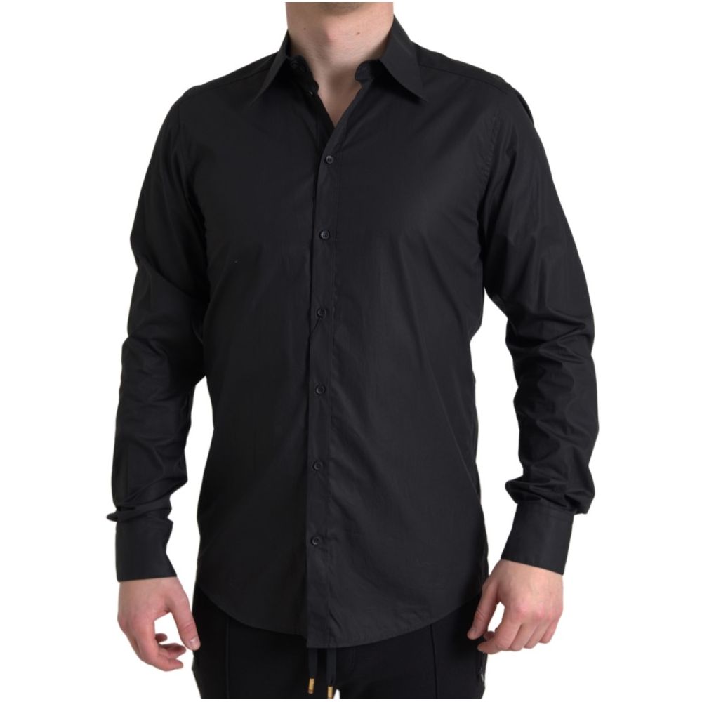 Dolce & Gabbana Schwarzes Baumwoll-Kleidhemd-1