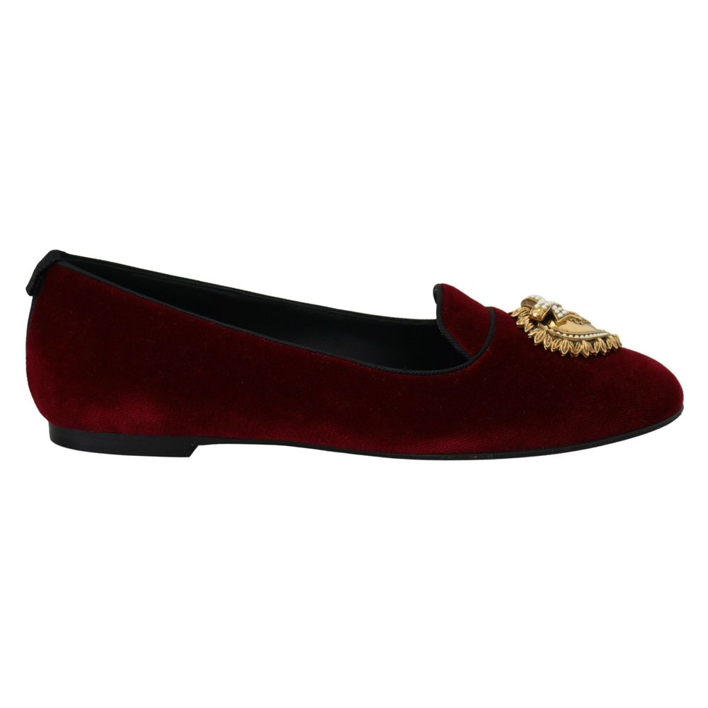 Dolce & Gabbana Elegante bordeauxrote Slip-On-Loafer aus Baumwolle-1