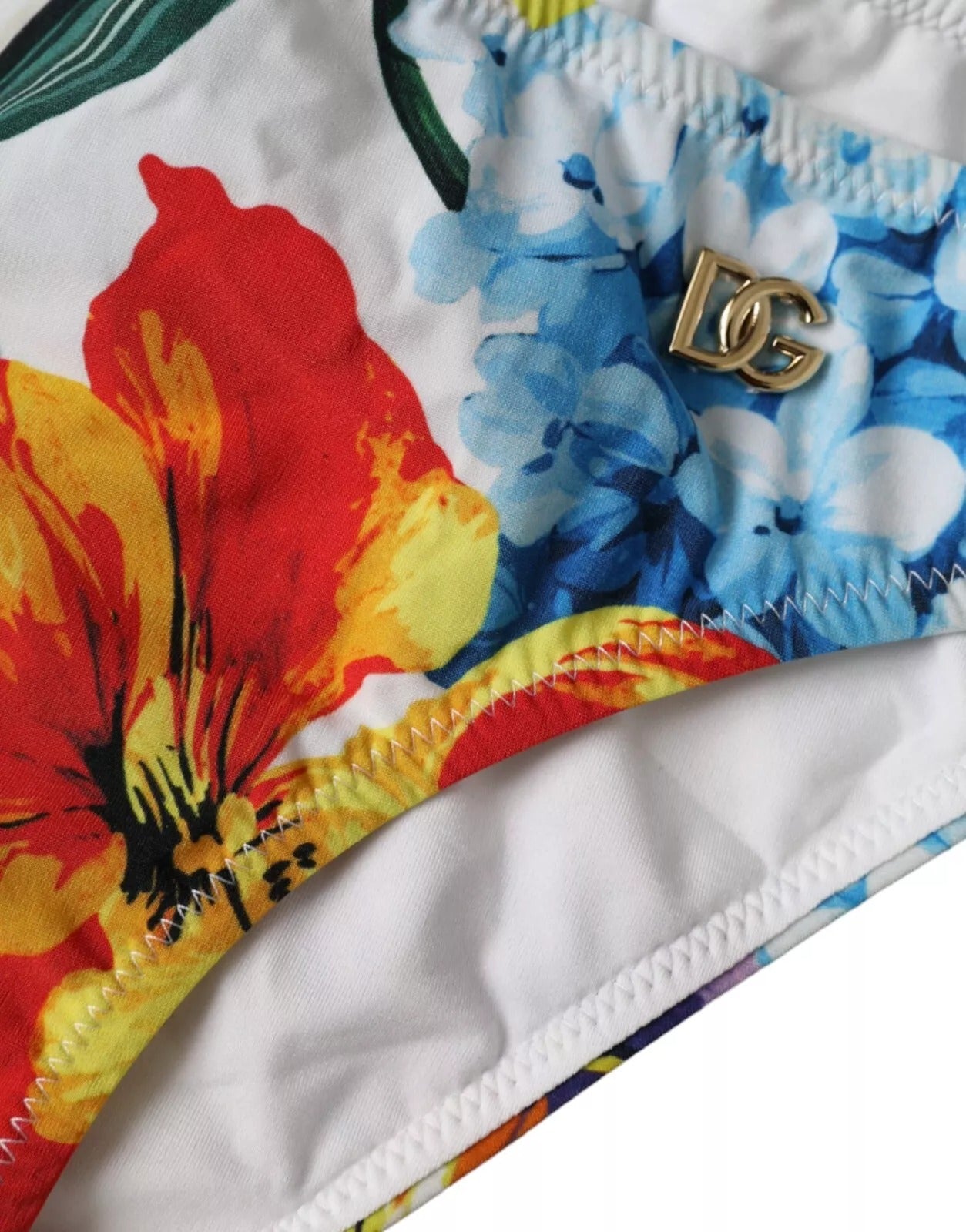 Dolce & Gabbana White Floral Print Swimsuit Bikini Bottom Swimwear-3