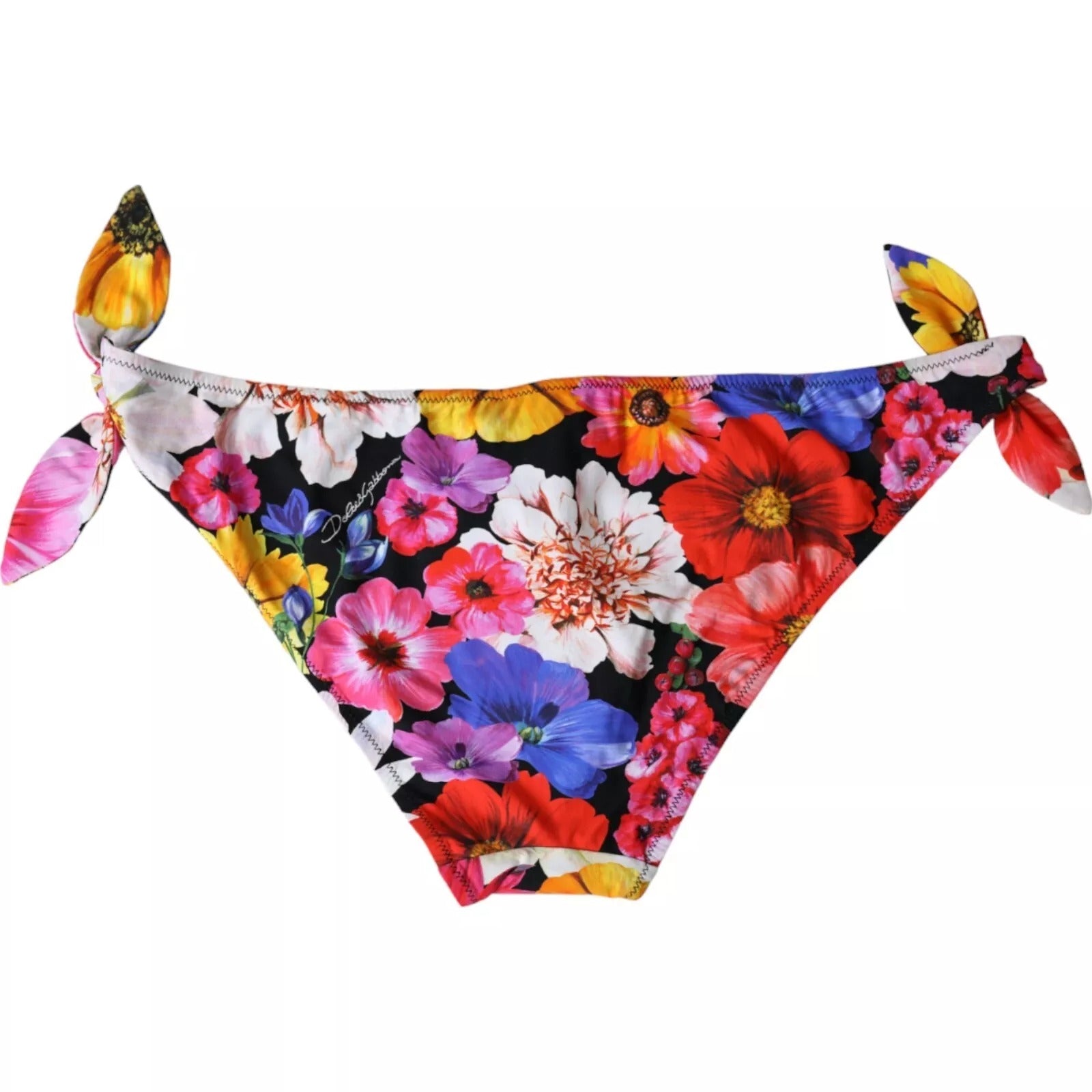 Traje de baño Dolce & Gabbana con estampado floral negro y parte inferior de bikini-2