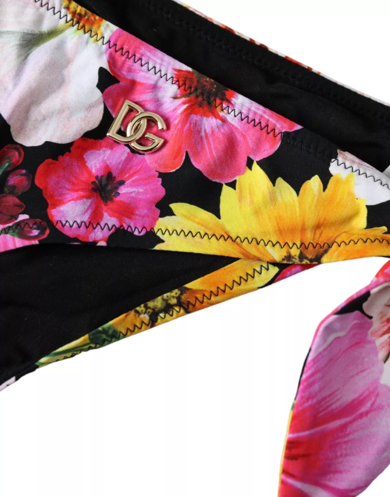 Traje de baño Dolce & Gabbana con estampado floral negro y parte inferior de bikini-4