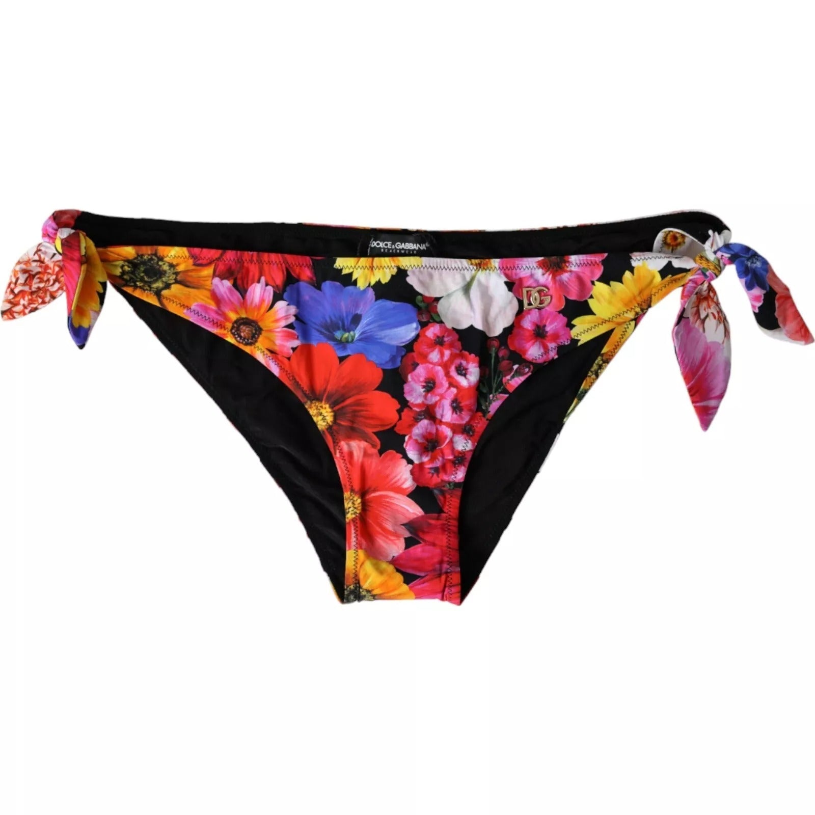 Traje de baño Dolce & Gabbana con estampado floral negro y parte inferior de bikini-1