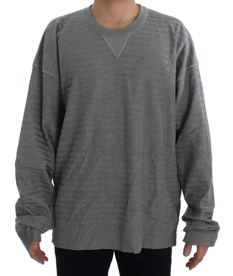 Dolce & Gabbana grey silk crew neck sweater
