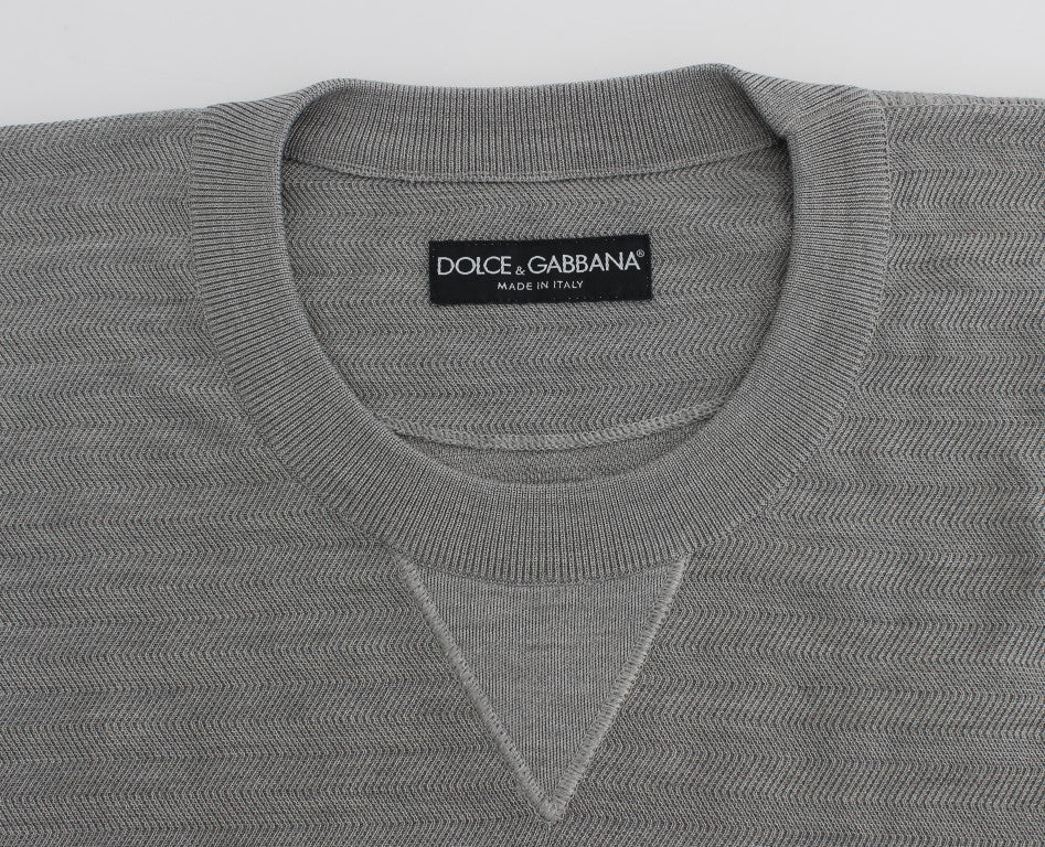 Dolce & Gabbana grey silk crew neck sweater-5