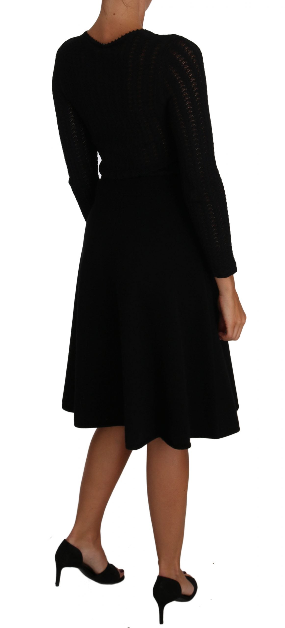 Dolce & Gabbana black long-sleeved knitted wool dress-2