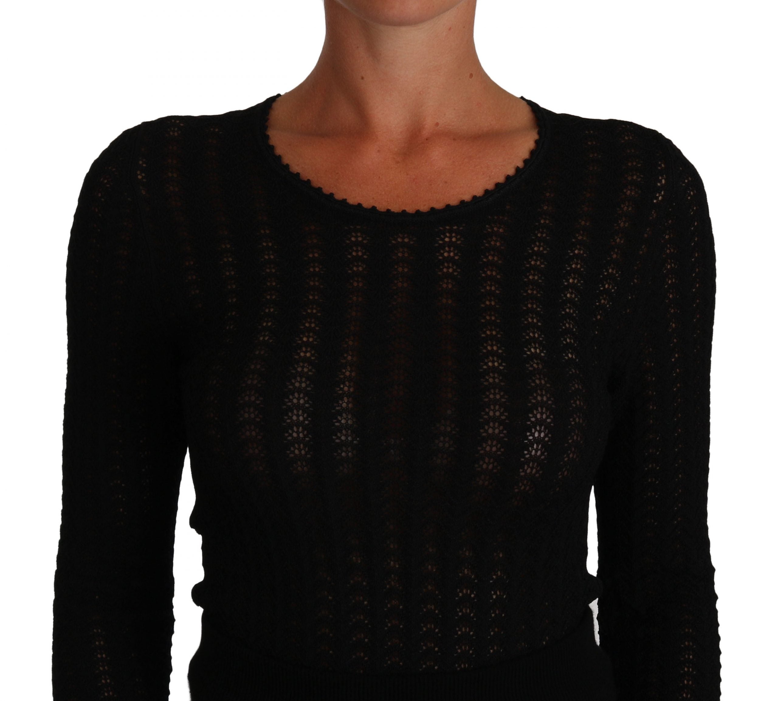 Dolce & Gabbana black long-sleeved knitted wool dress-4