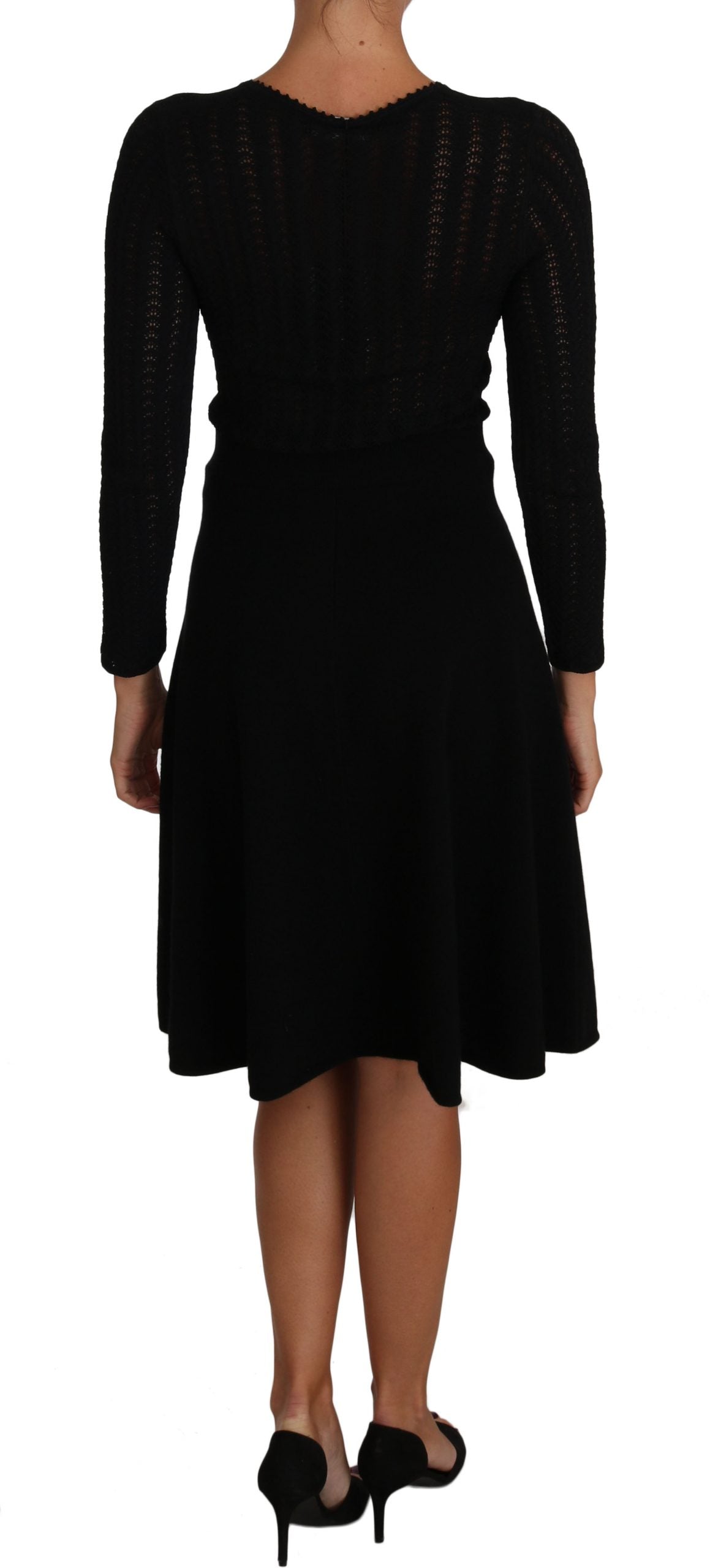 Dolce & Gabbana black long-sleeved knitted wool dress-7