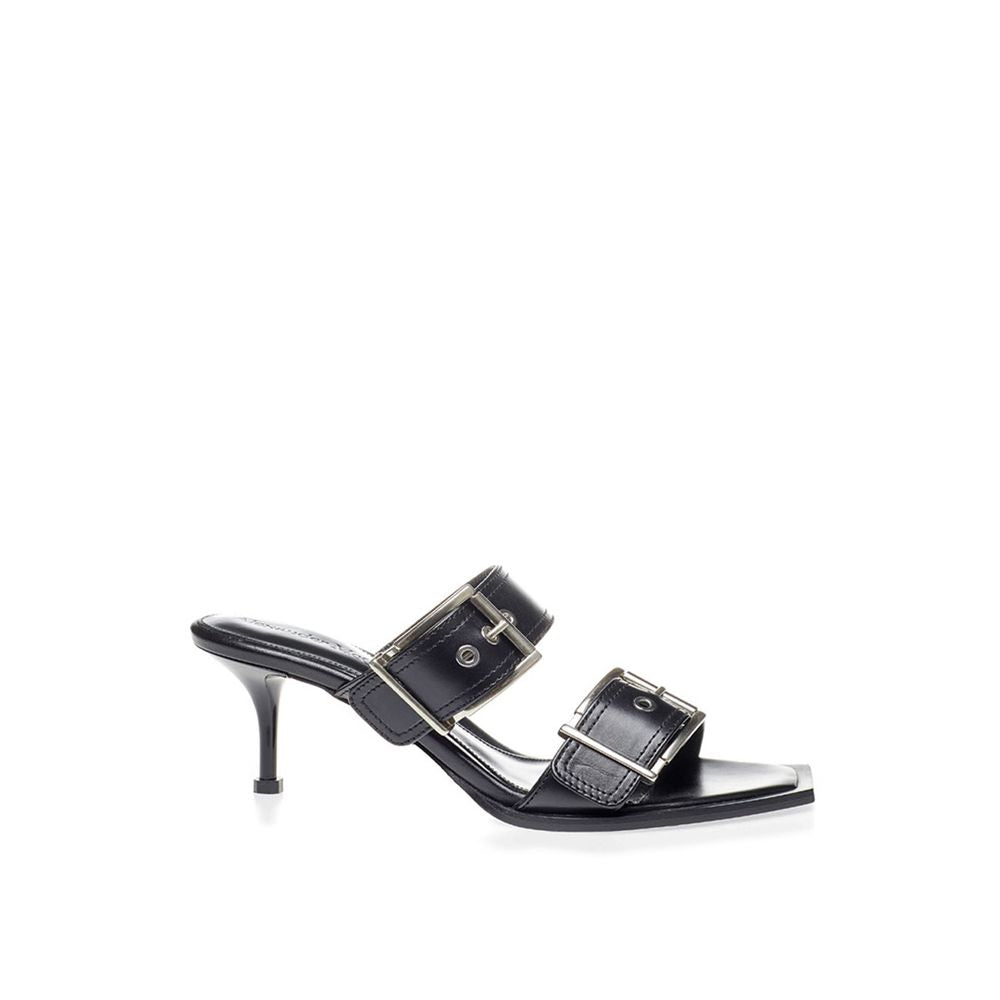 Alexander McQueen: Elevate your steps in timeless black leather sandals