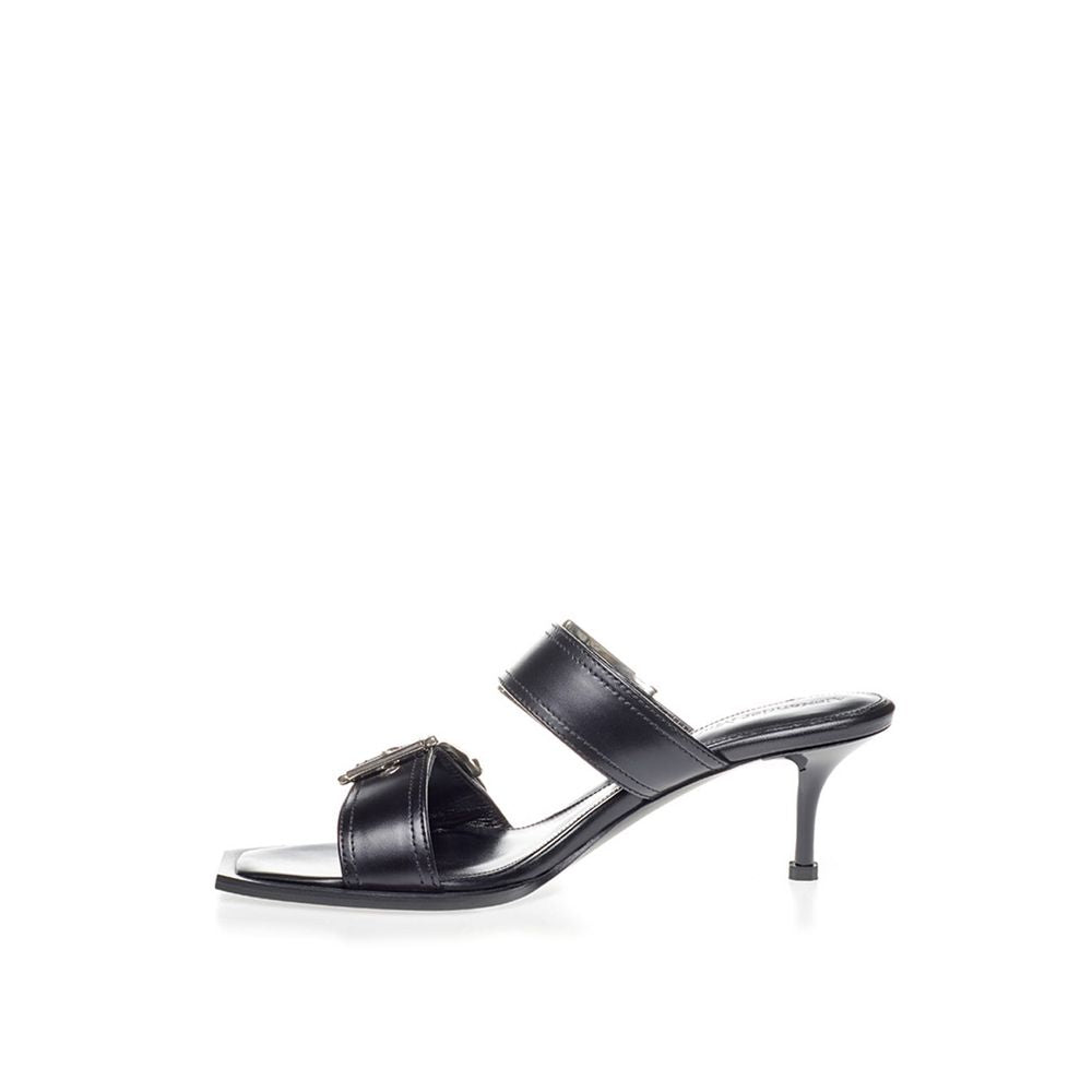 Alexander McQueen: Elevate your steps in timeless black leather sandals-2