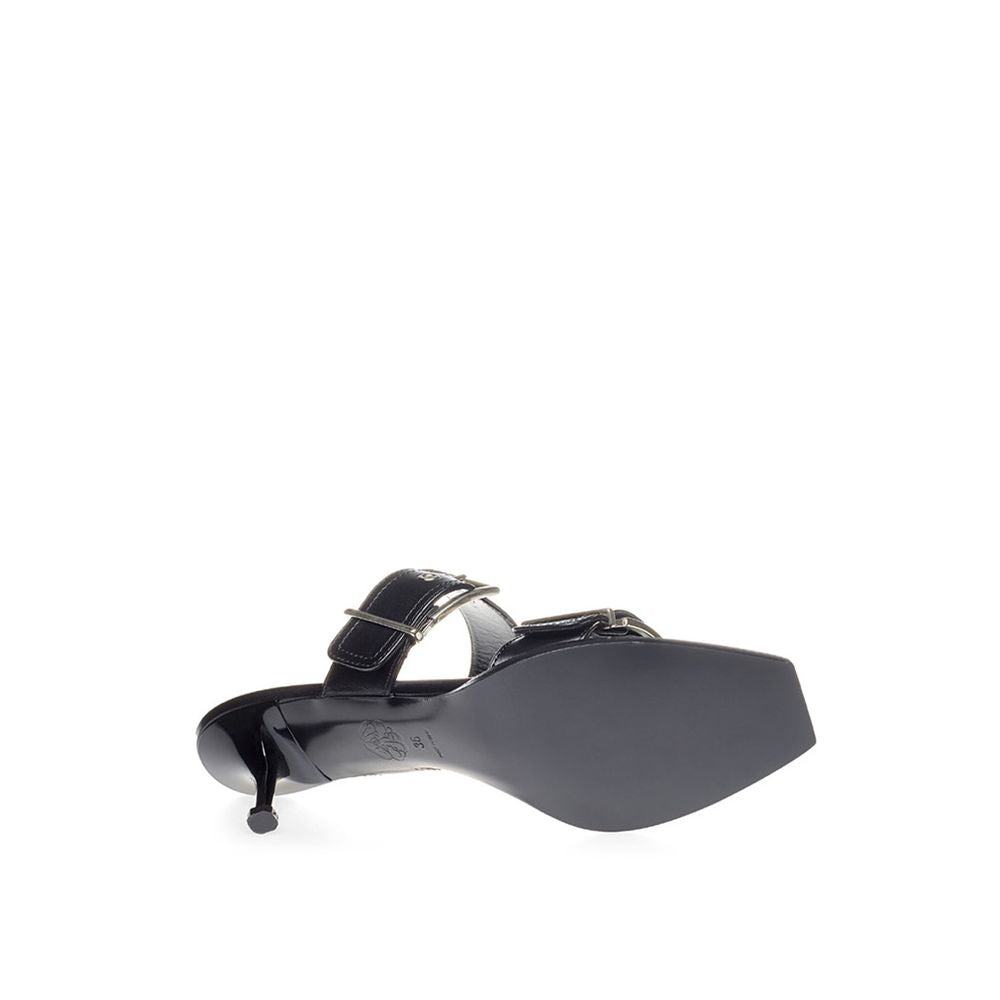 Alexander McQueen: Elevate your steps in timeless black leather sandals-3