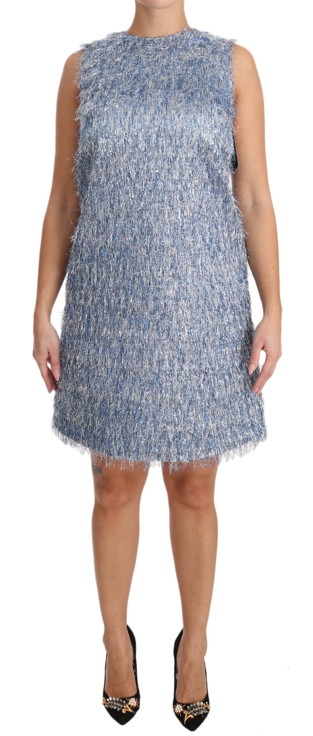 Dolce & Gabbana Light Blue Fringe Shift Dress-3