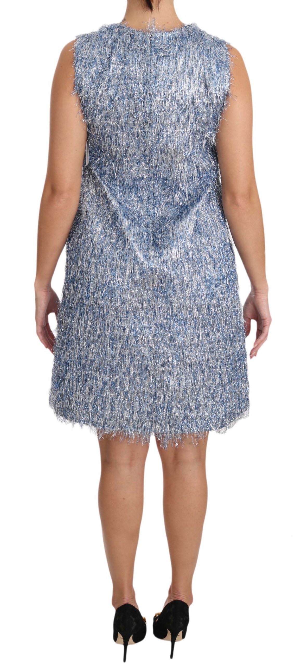 Dolce & Gabbana Light Blue Fringe Shift Dress-6
