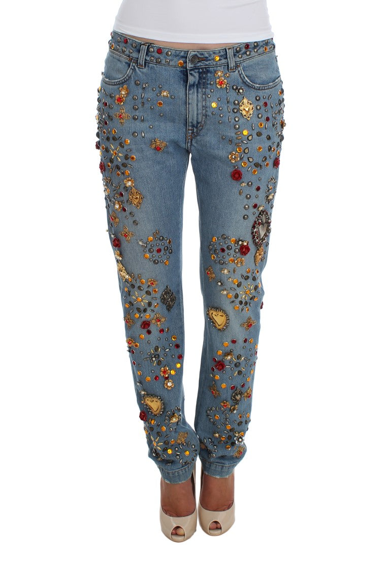 Dolce & Gabbana Crystal Roses Heart embellishes jeans