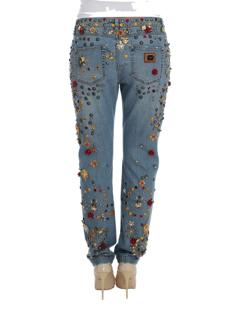 Dolce & Gabbana Crystal Roses Heart embellishes jeans-3