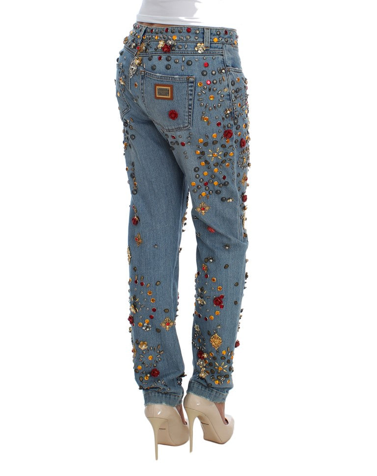 Dolce & Gabbana Crystal Roses Heart embellishes jeans-4